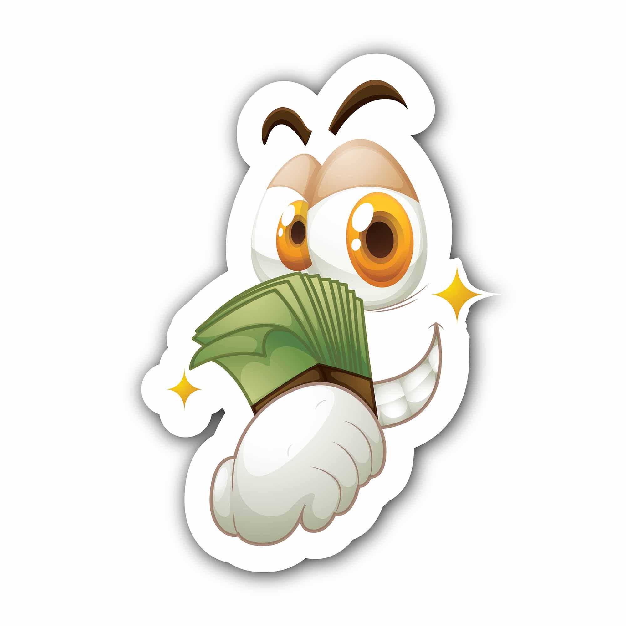 Money in Hand  Sticker, Waterproof Vinyl Decal Sticker Indoor Or Outdoor 2 (Pieces) 3" and 5"