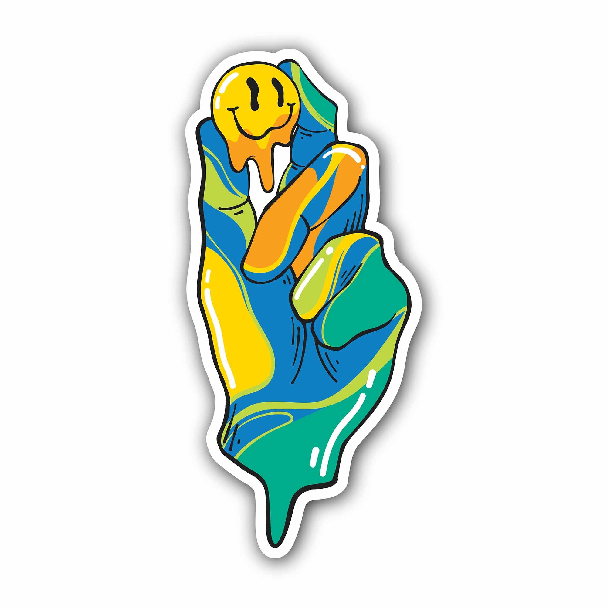 Melted Hand Sticker, Waterproof Vinyl Decal Sticker Indoor Or Outdoor 2 (Pieces) 3" and 5"