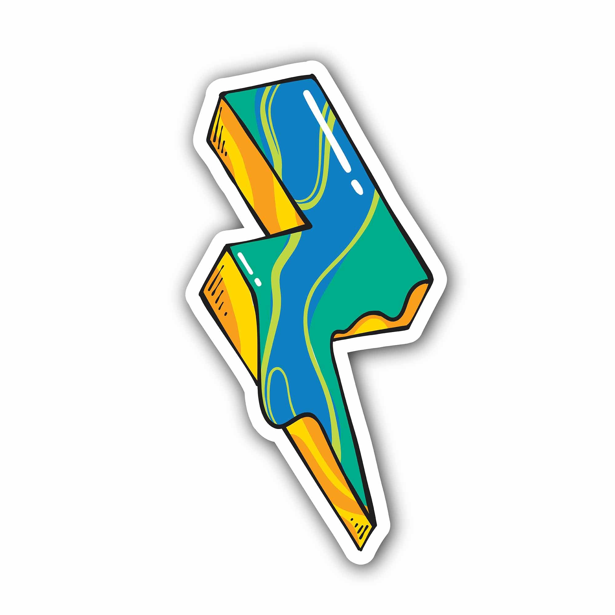 Melted Thunder Sticker, Waterproof Vinyl Decal Sticker Indoor Or Outdoor 2 (Pieces) 3" and 5"