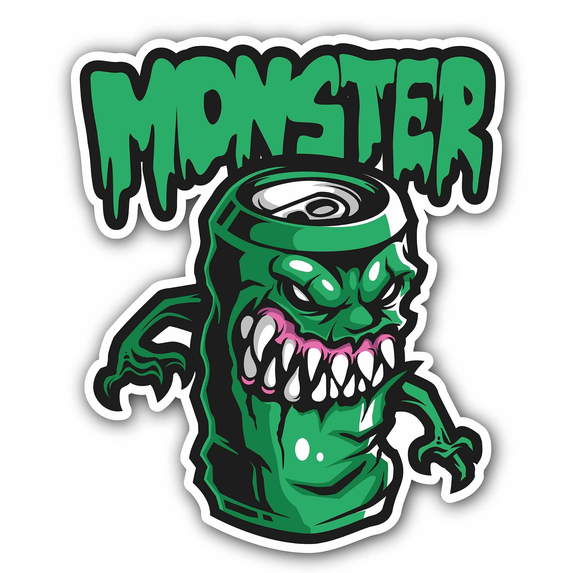 Monster Tin Sticker, Waterproof Vinyl Decal Sticker Indoor Or Outdoor 2 (Pieces) 3" and 5"