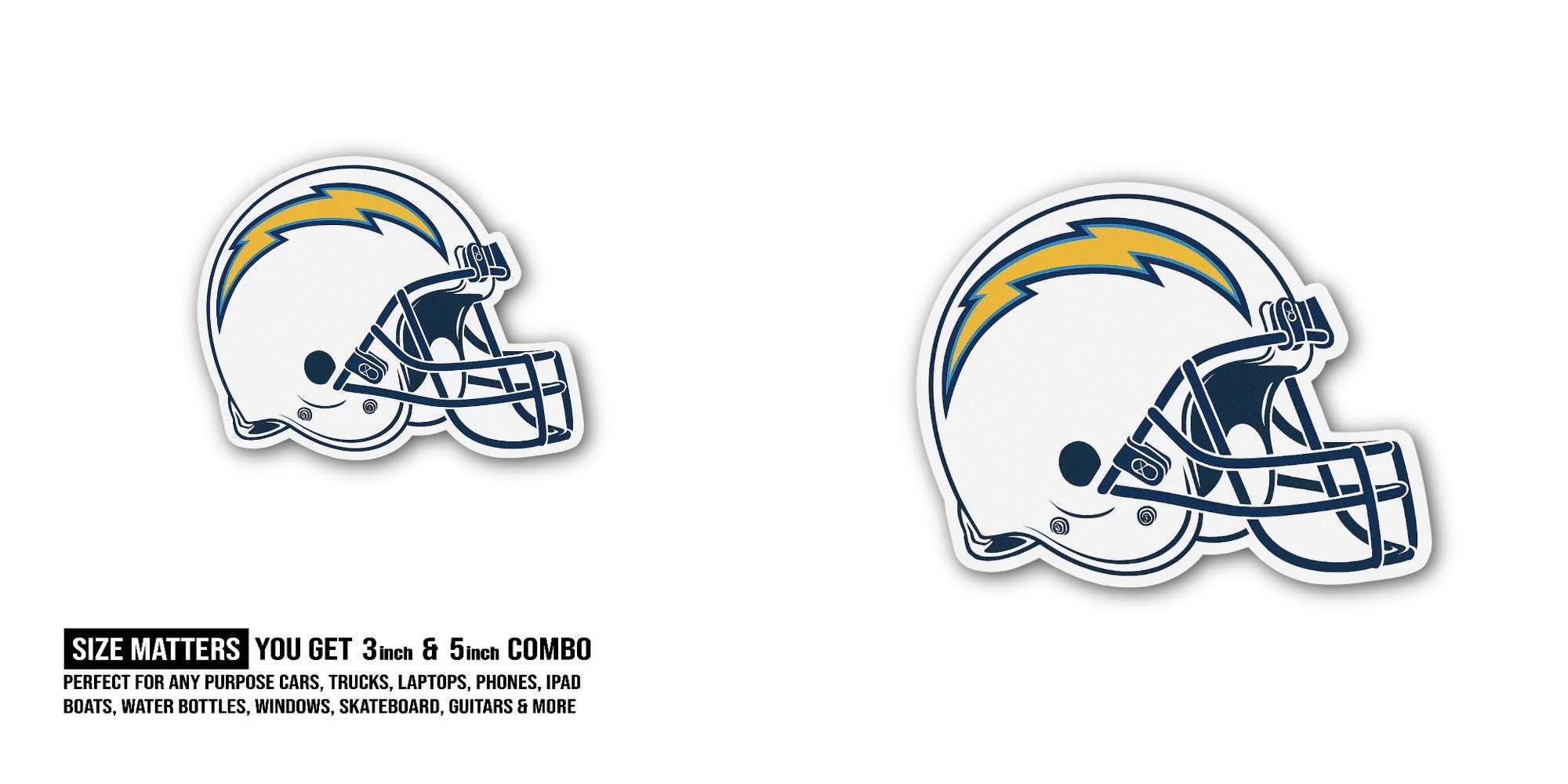 White & Yellow Helmet Sticker, Waterproof Vinyl Decal Sticker Indoor Or Outdoor 2 (Pieces) 3" and 5"
