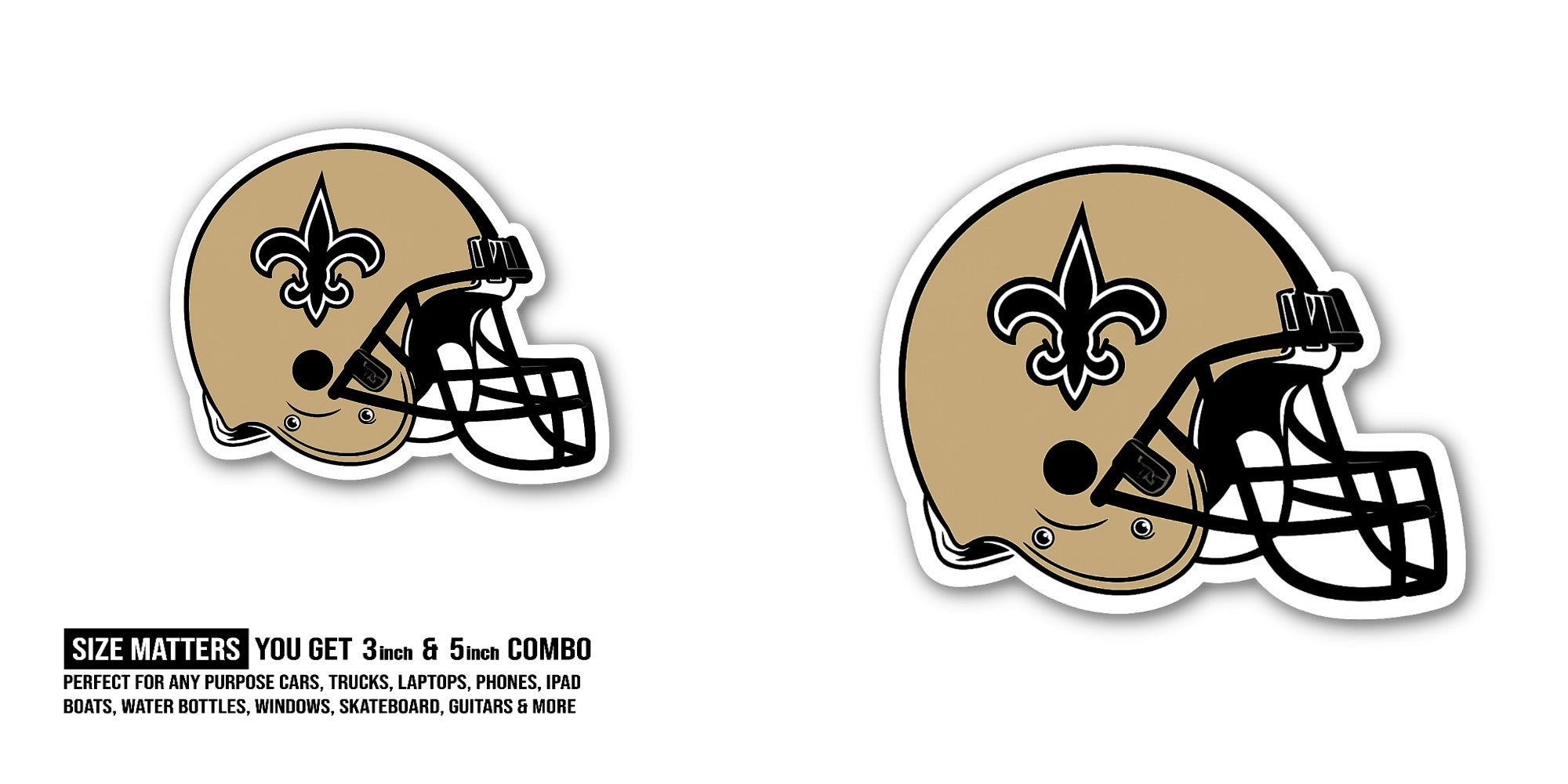 Cute Football Helmet Sticker, Waterproof Vinyl Decal Sticker Indoor Or Outdoor 2 (Pieces) 3" and 5"