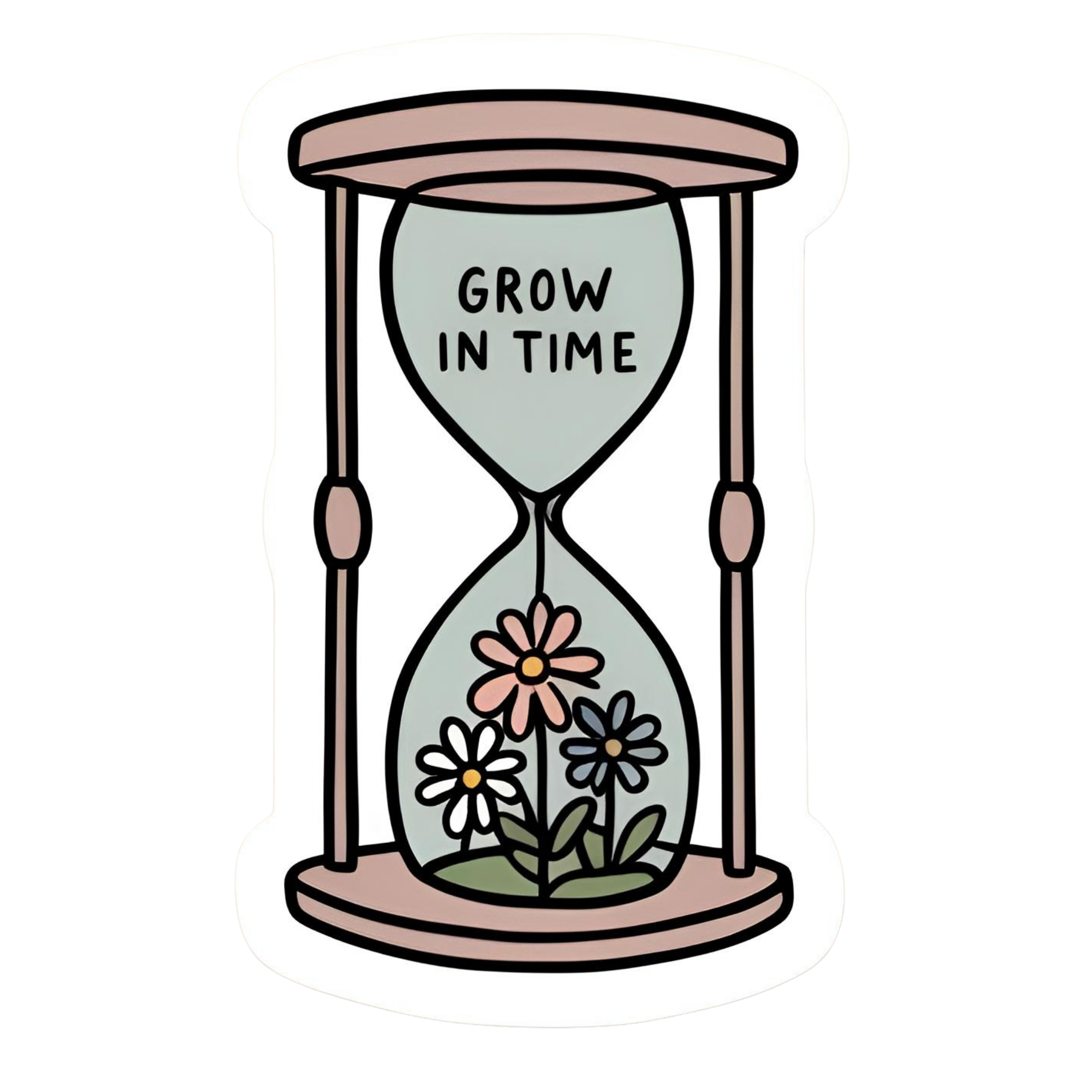 Grow In Time - Aesthetic Vinyl Sticker – Waterproof Quote Decal Sticker for Laptop, Water Bottle, Ca