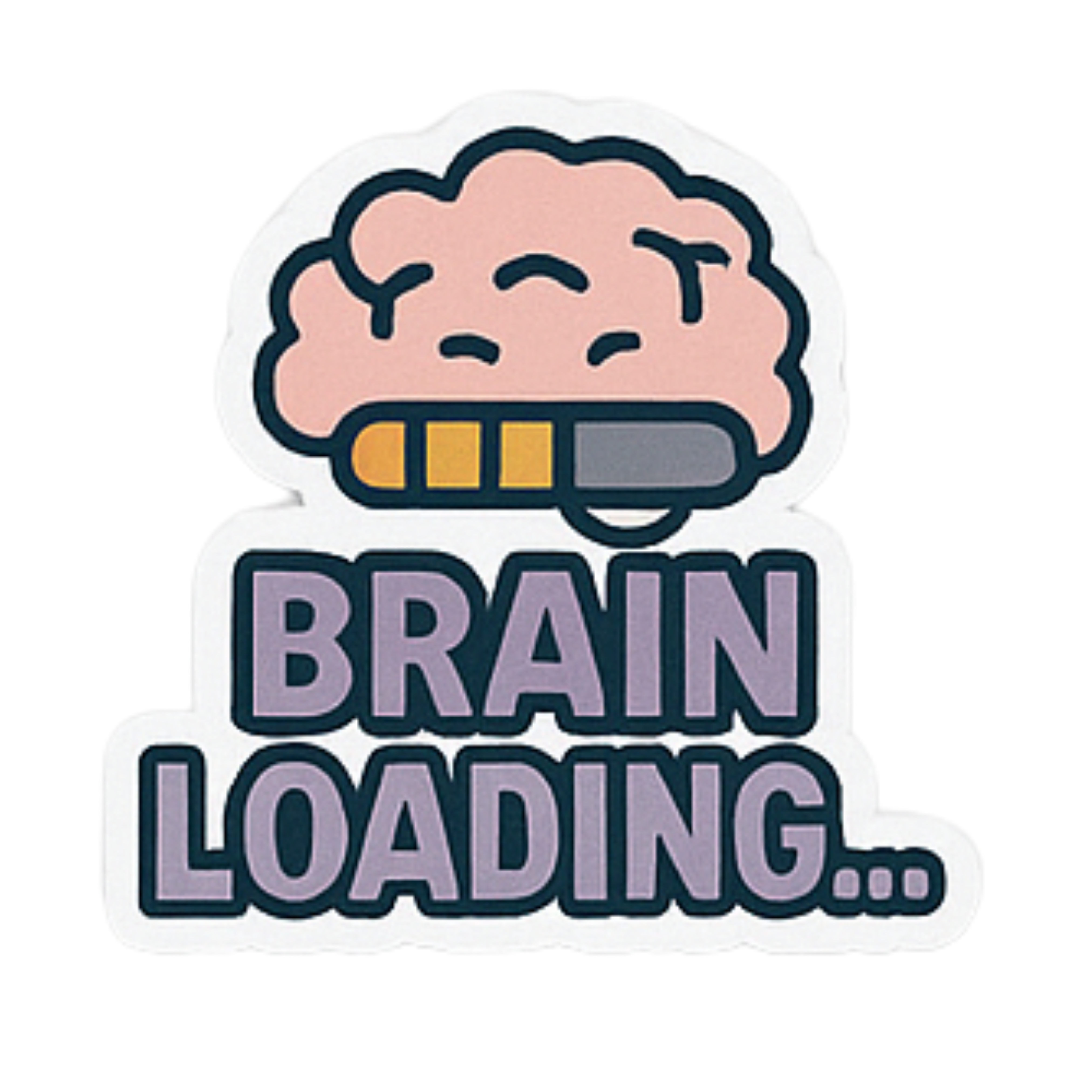 Brain Loading... - Aesthetic Vinyl Sticker – Waterproof Quote Decal Sticker for Laptop, Water Bottle