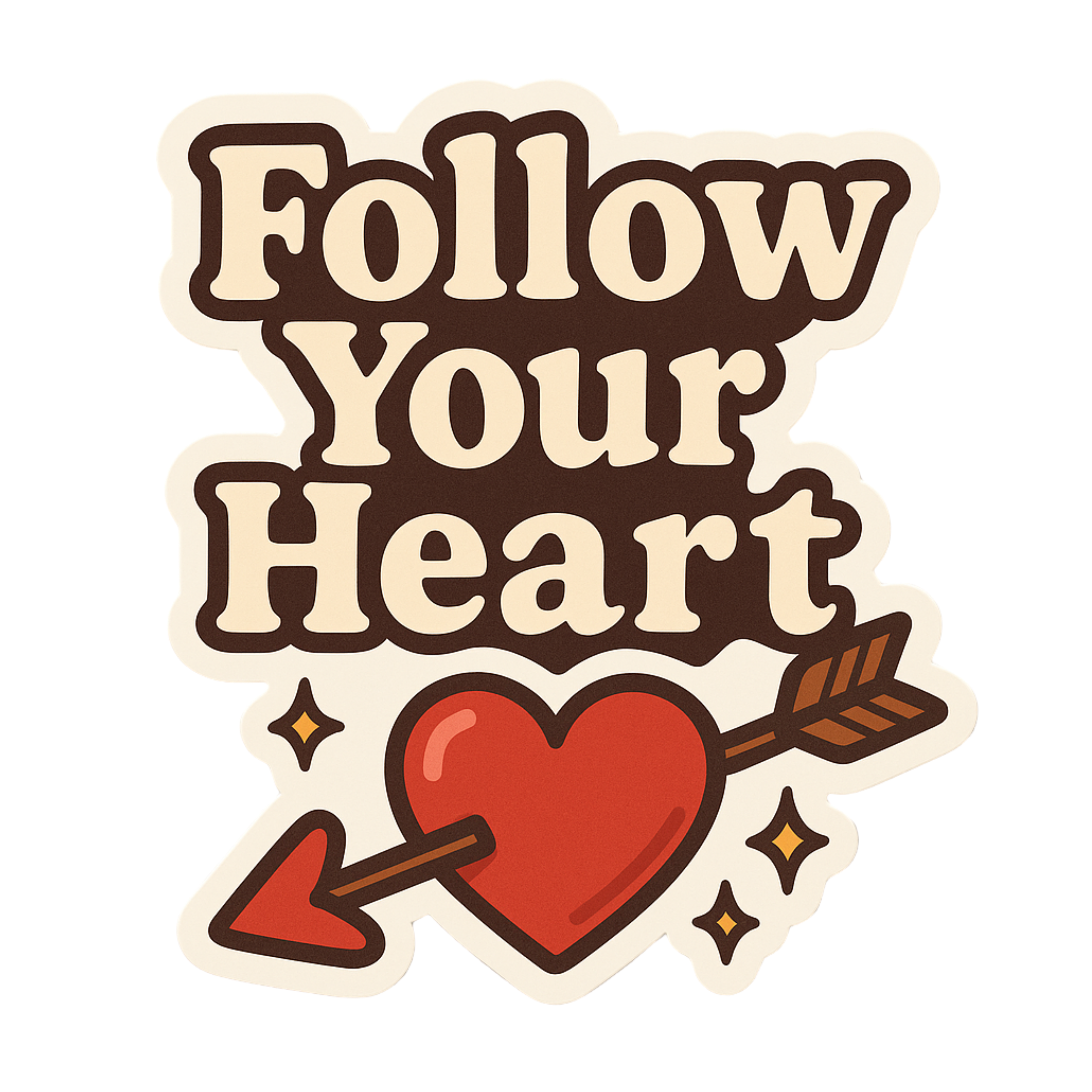 Follow Your Heart - Aesthetic Vinyl Sticker – Waterproof Quote Decal Sticker for Laptop, Water Bottl