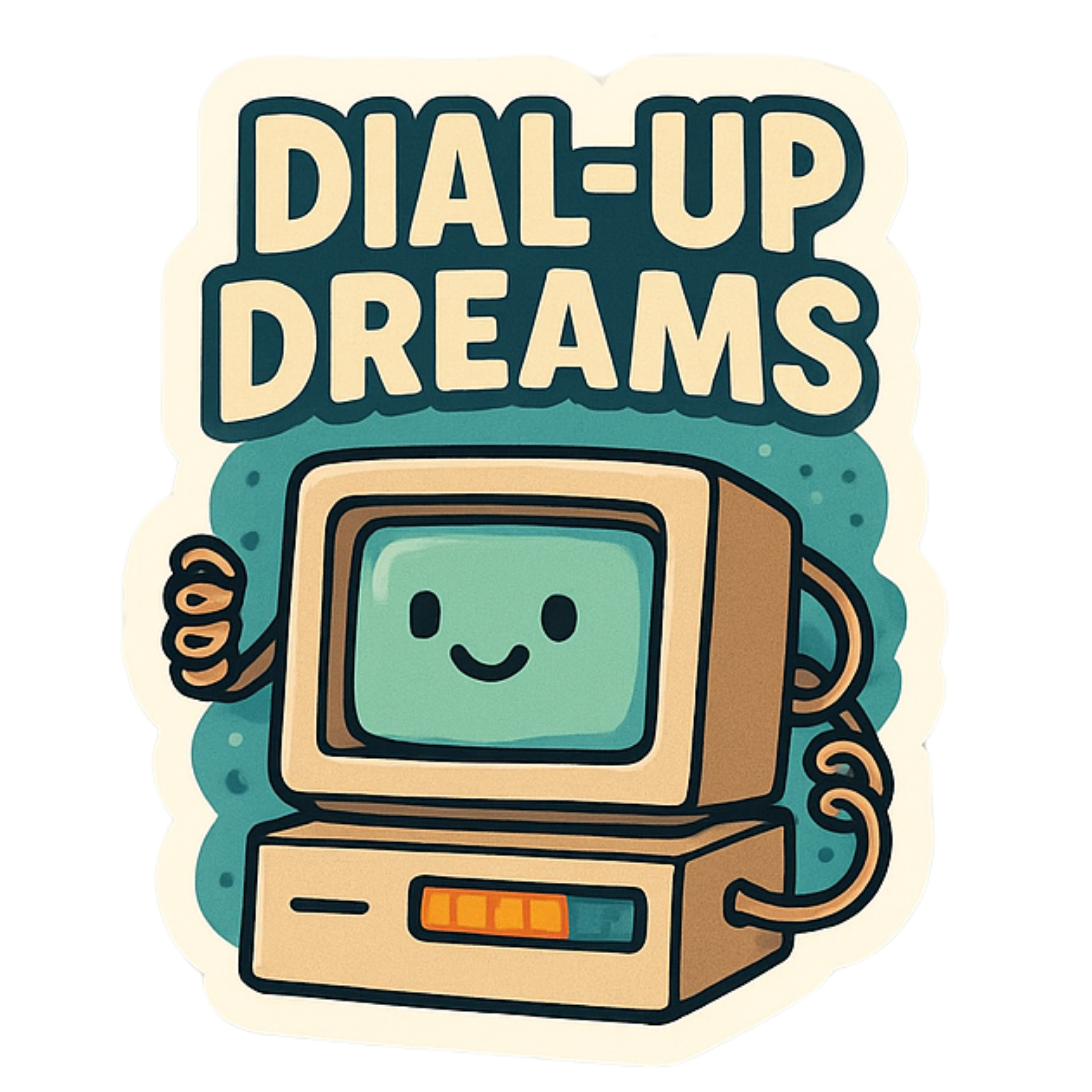 Dial - Up Dreams - Aesthetic Vinyl Sticker – Waterproof Quote Decal Sticker for Laptop, Water Bottle