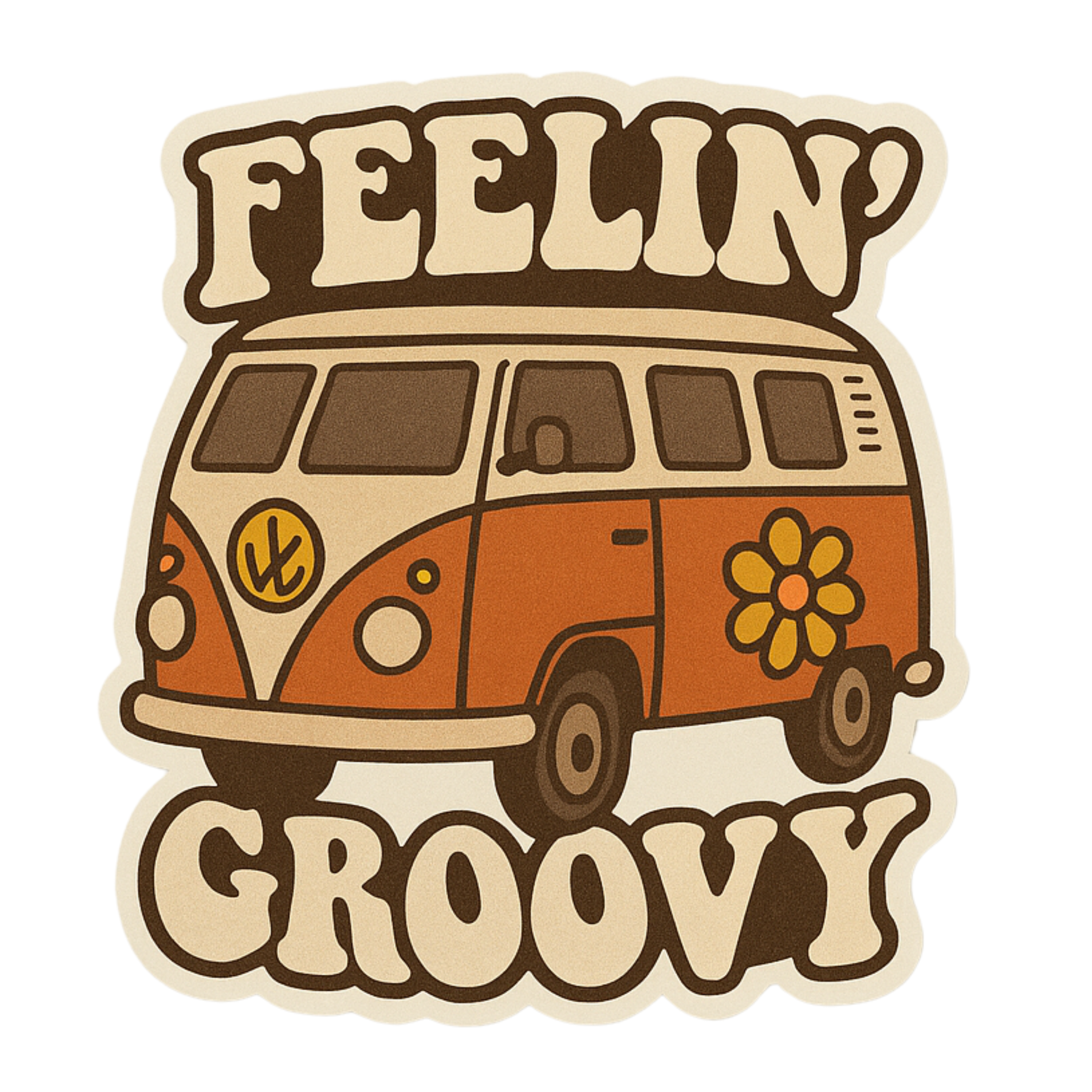 Feelin Groovy - Aesthetic Vinyl Sticker – Waterproof Quote Decal Sticker for Laptop, Water Bottle, C