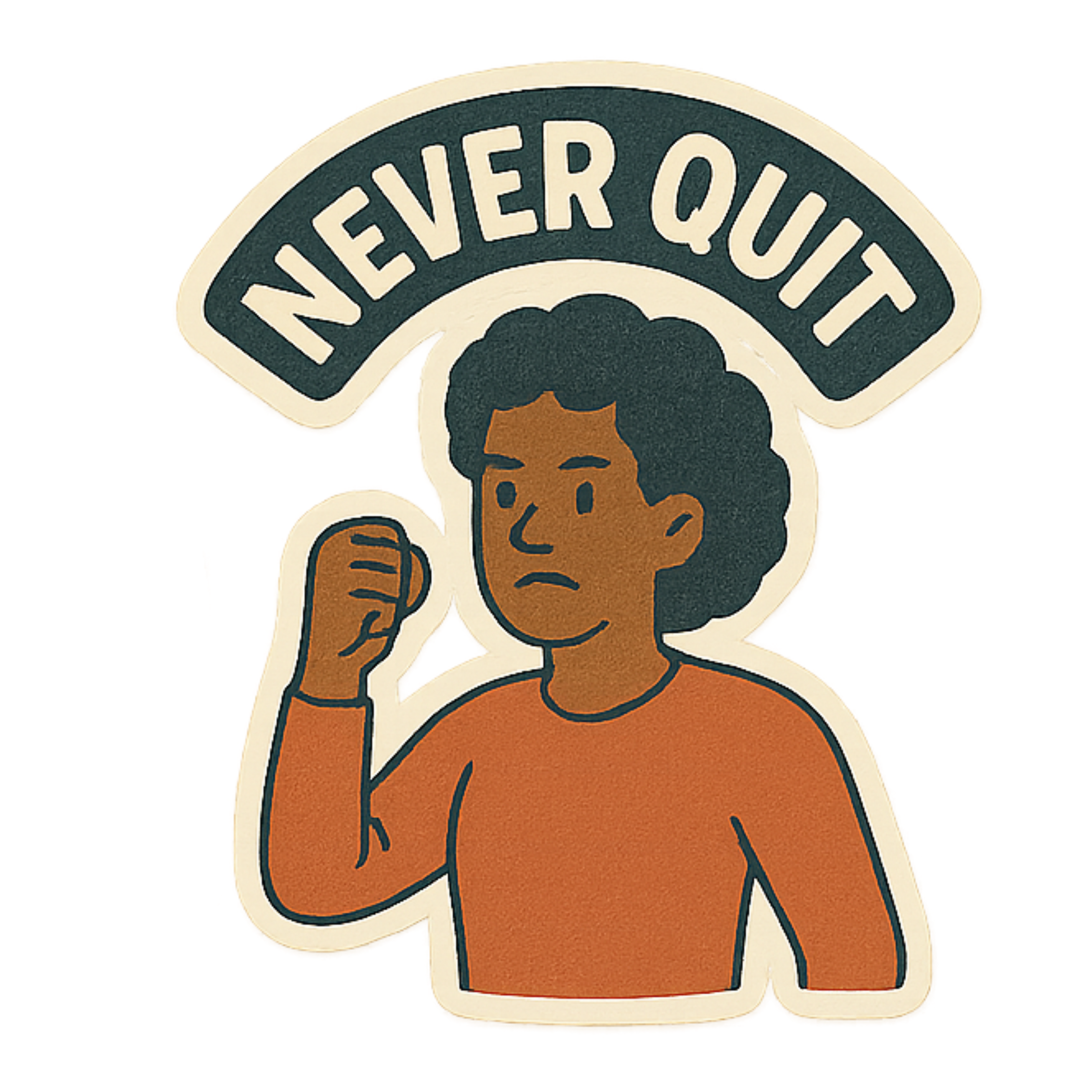 Never Quit - Aesthetic Vinyl Sticker – Waterproof Quote Decal Sticker for Laptop, Water Bottle, Car,