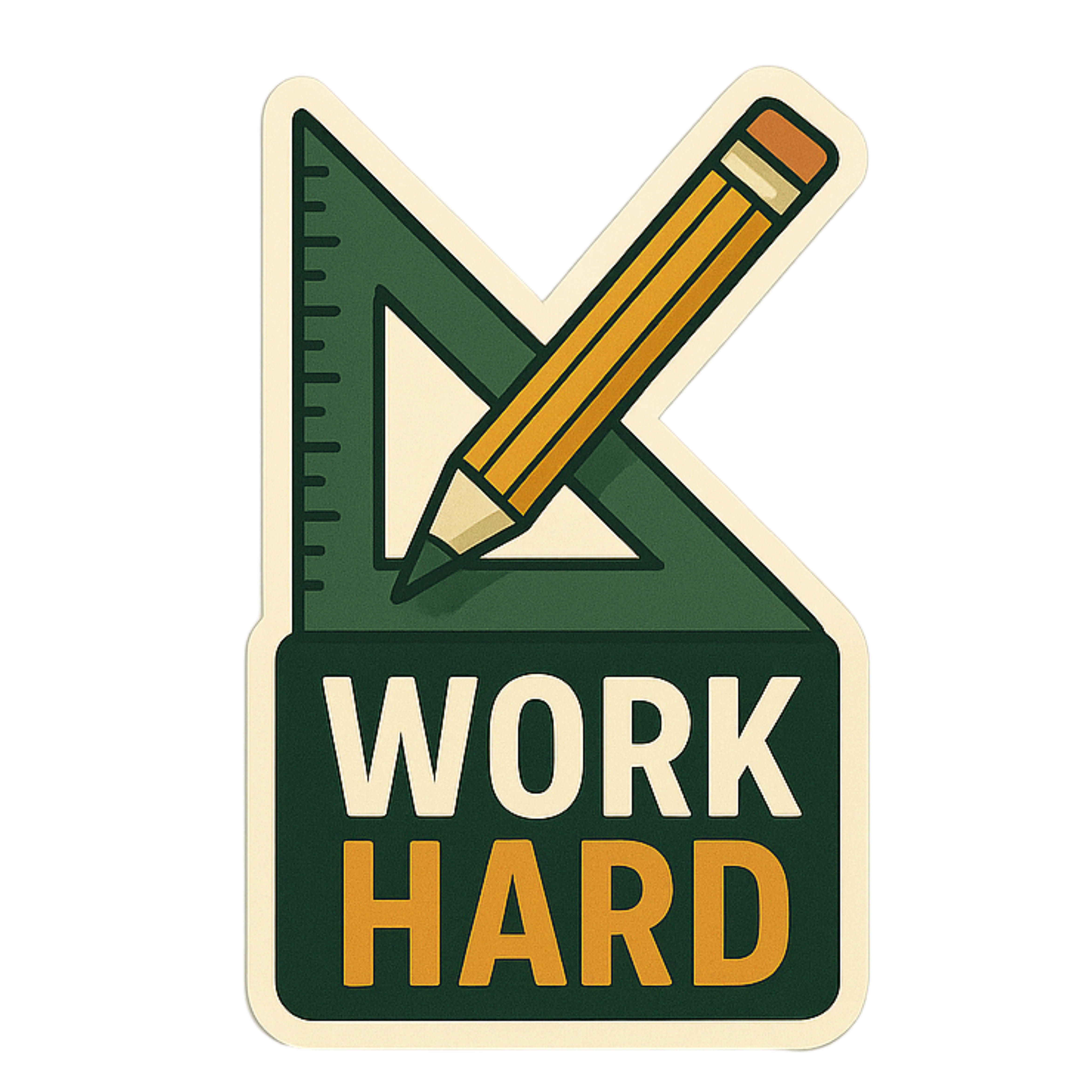 Work Hard - Aesthetic Vinyl Sticker – Waterproof Quote Decal Sticker for Laptop, Water Bottle, Car, 