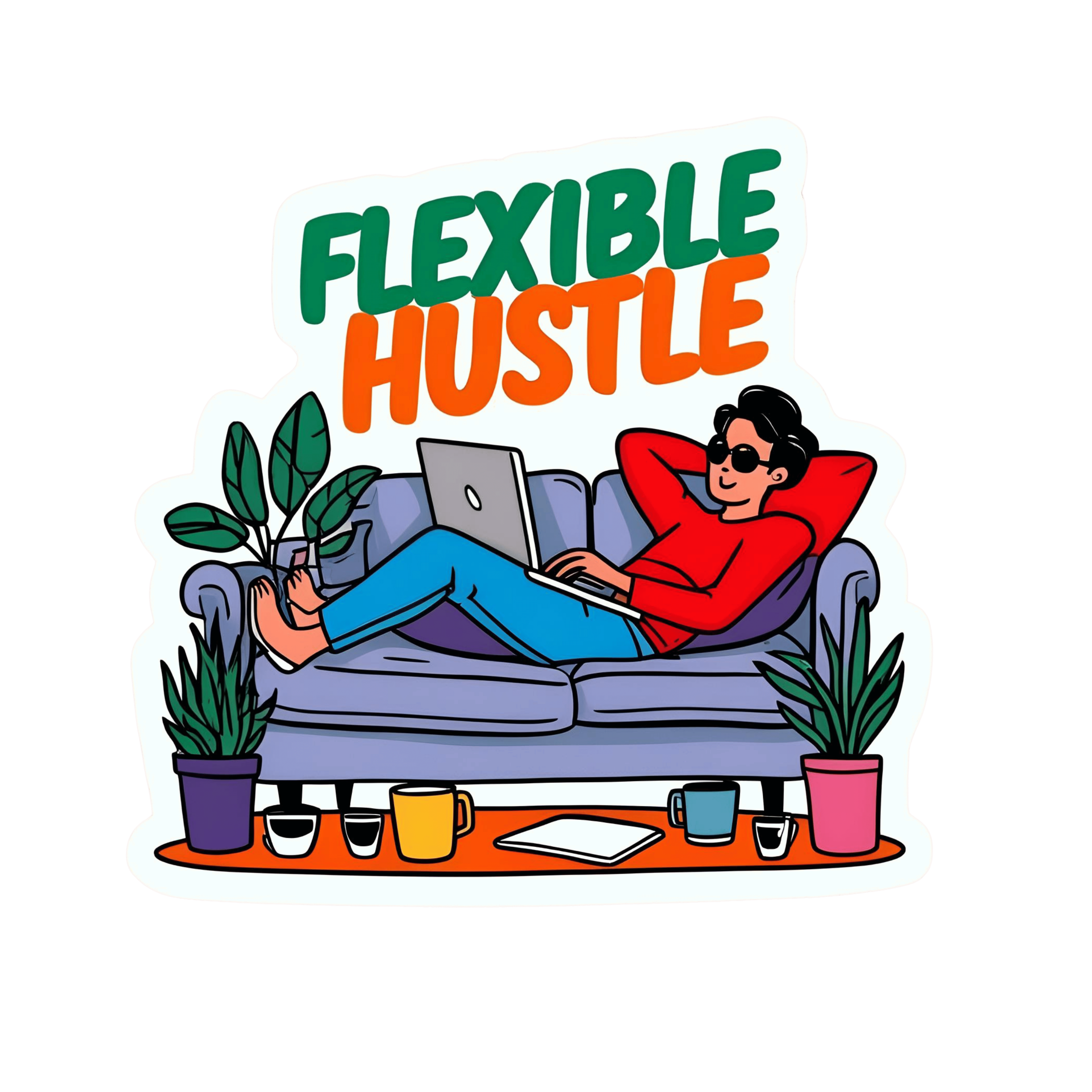 Flexible Hustle - Aesthetic Vinyl Sticker – Waterproof Quote Decal Sticker for Laptop, Water Bottle,