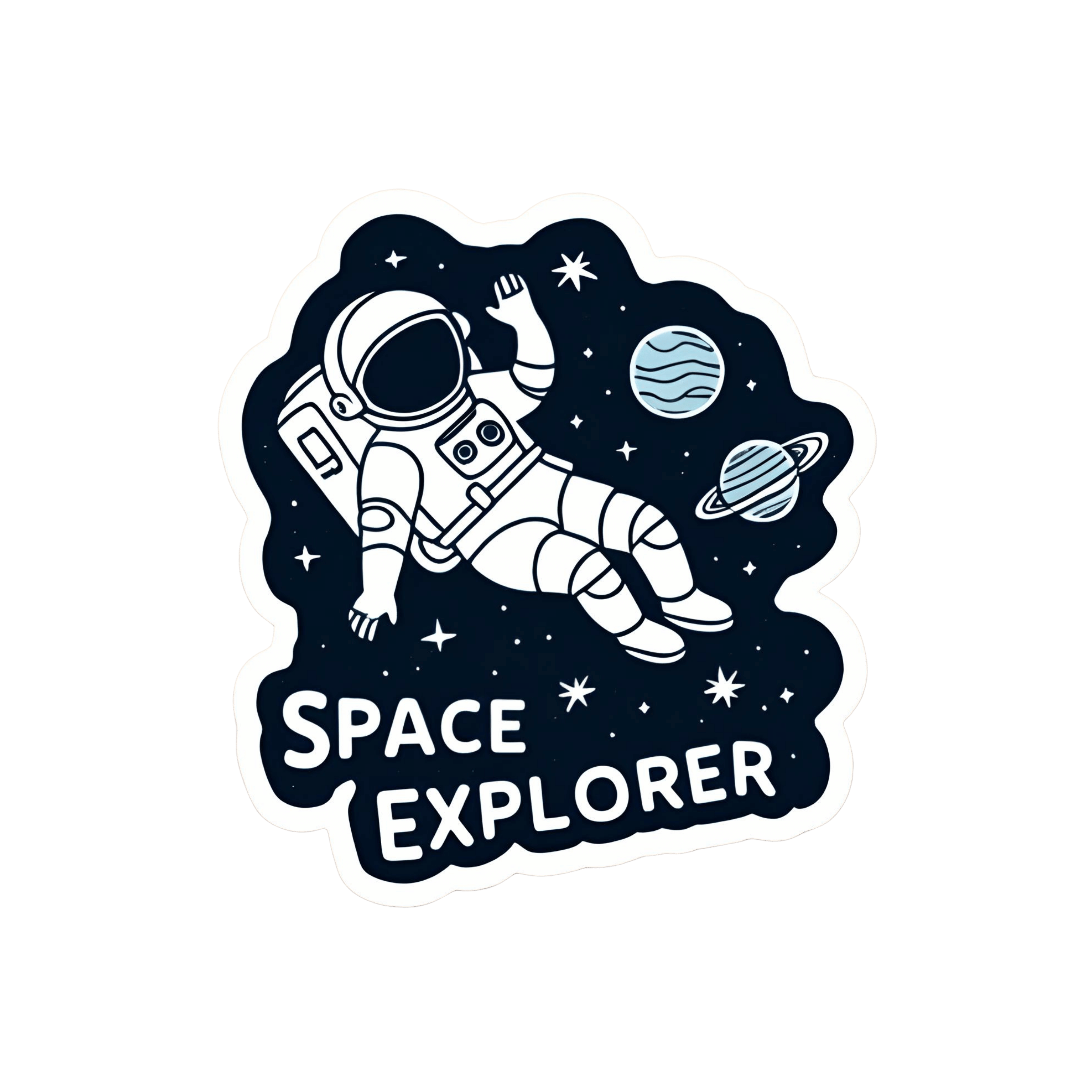 Space Explorer - Aesthetic Vinyl Sticker – Waterproof Quote Decal Sticker for Laptop, Water Bottle, 