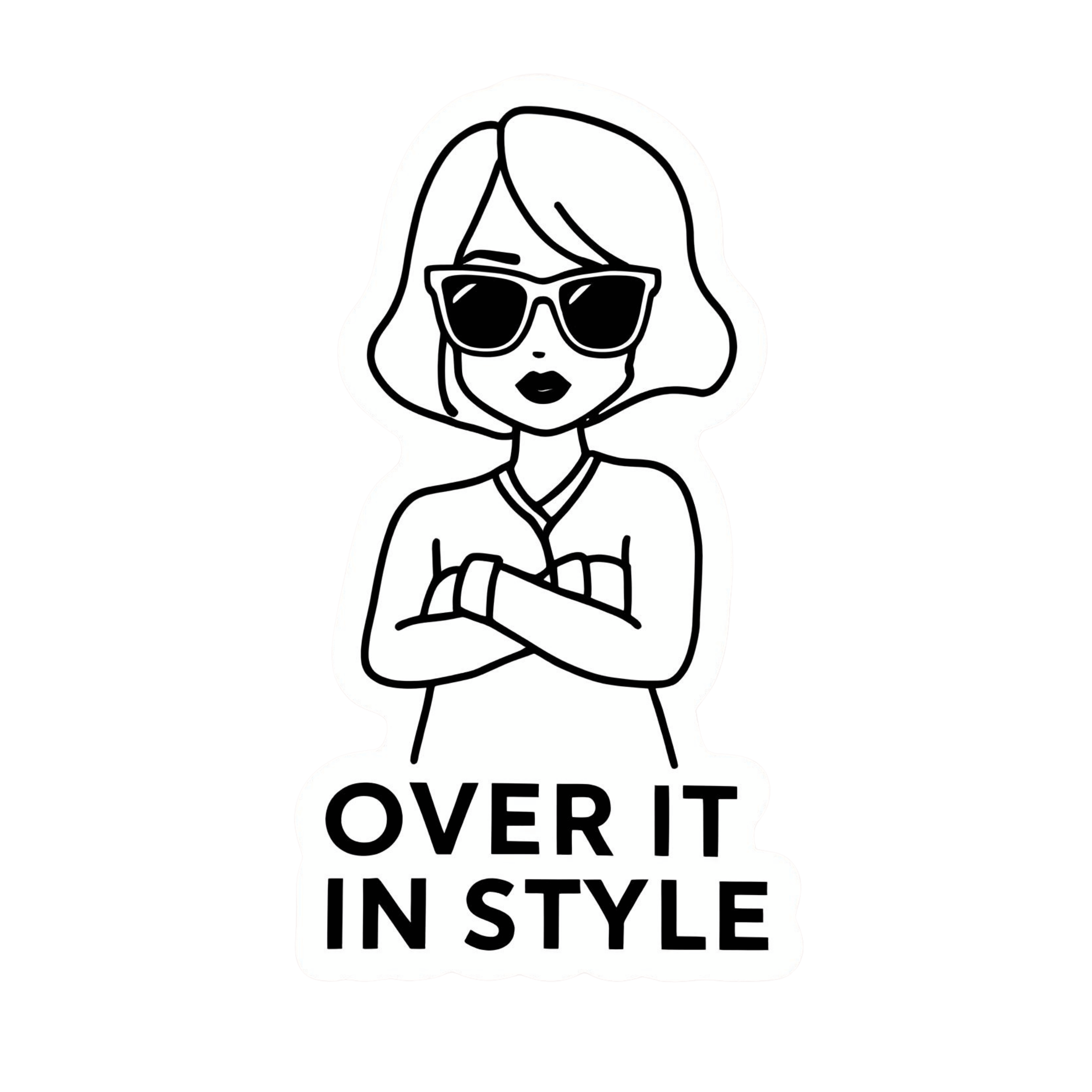 Over It In Style - Aesthetic Vinyl Sticker – Waterproof Quote Decal Sticker for Laptop, Water Bottle