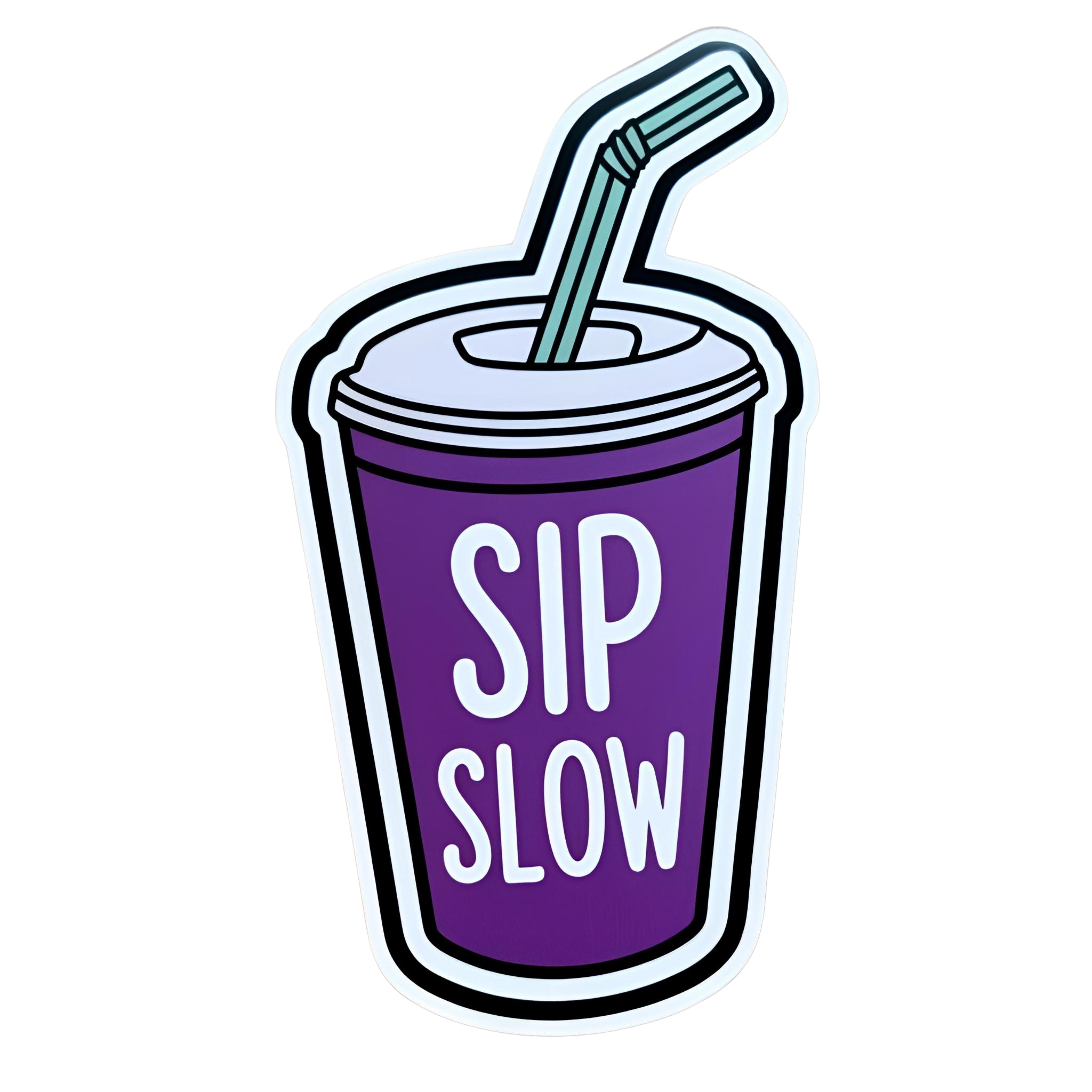 Sip Slow. - Aesthetic Vinyl Sticker – Waterproof Quote Decal Sticker for Laptop, Water Bottle, Car, 