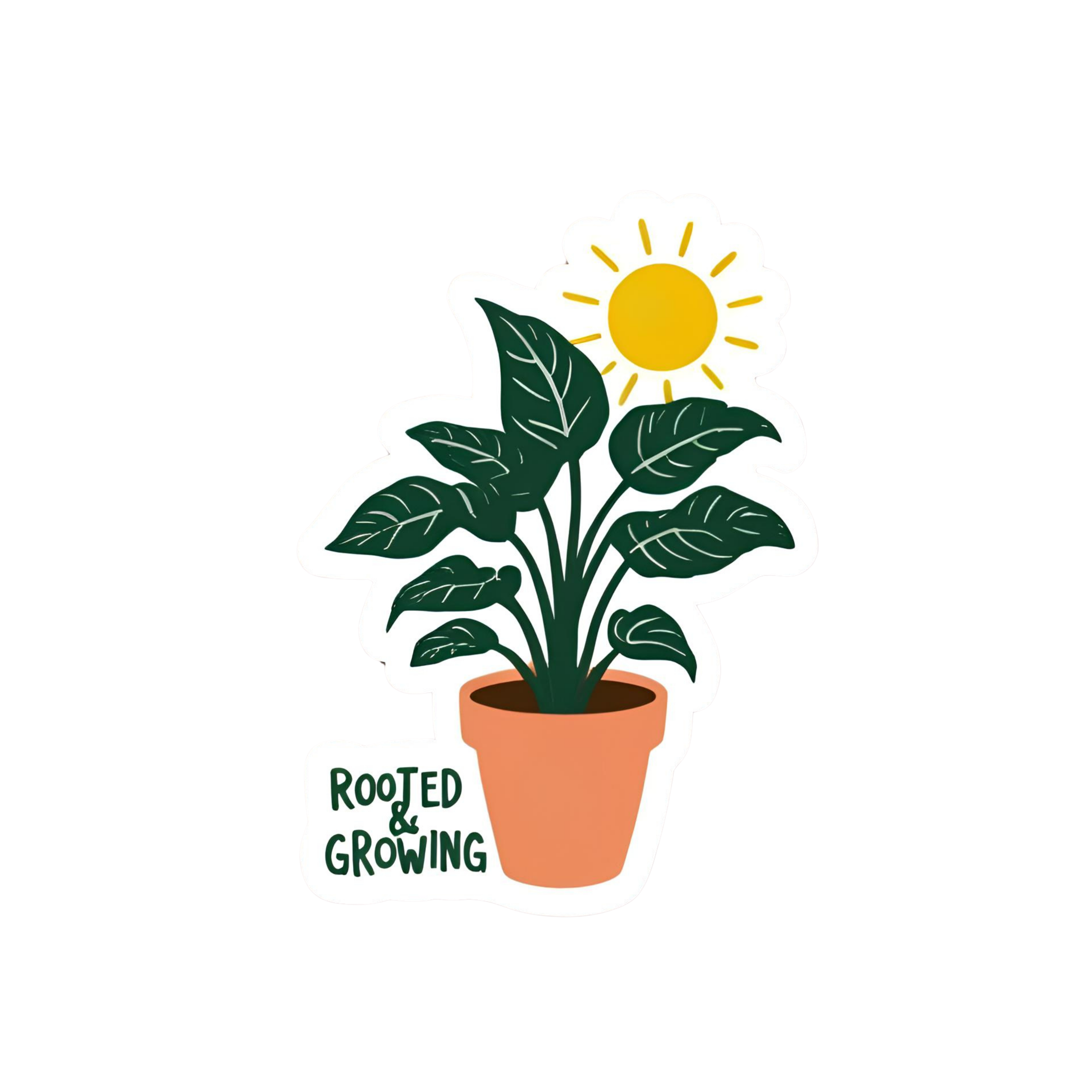Rooted Growing - Aesthetic Vinyl Sticker – Waterproof Quote Decal Sticker for Laptop, Water Bottle, 