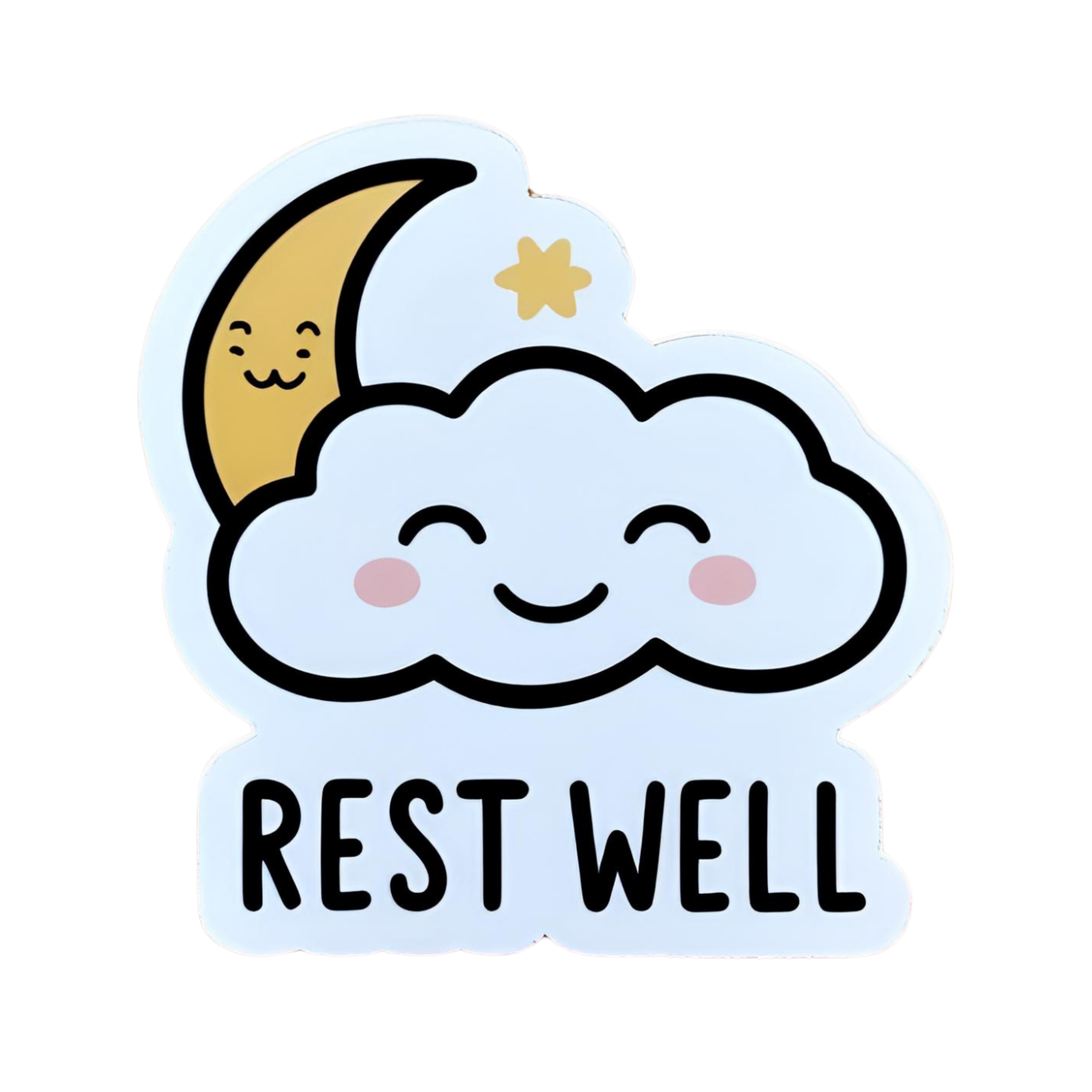 Rest Well - Aesthetic Vinyl Sticker – Waterproof Quote Decal Sticker for Laptop, Water Bottle, Car, 