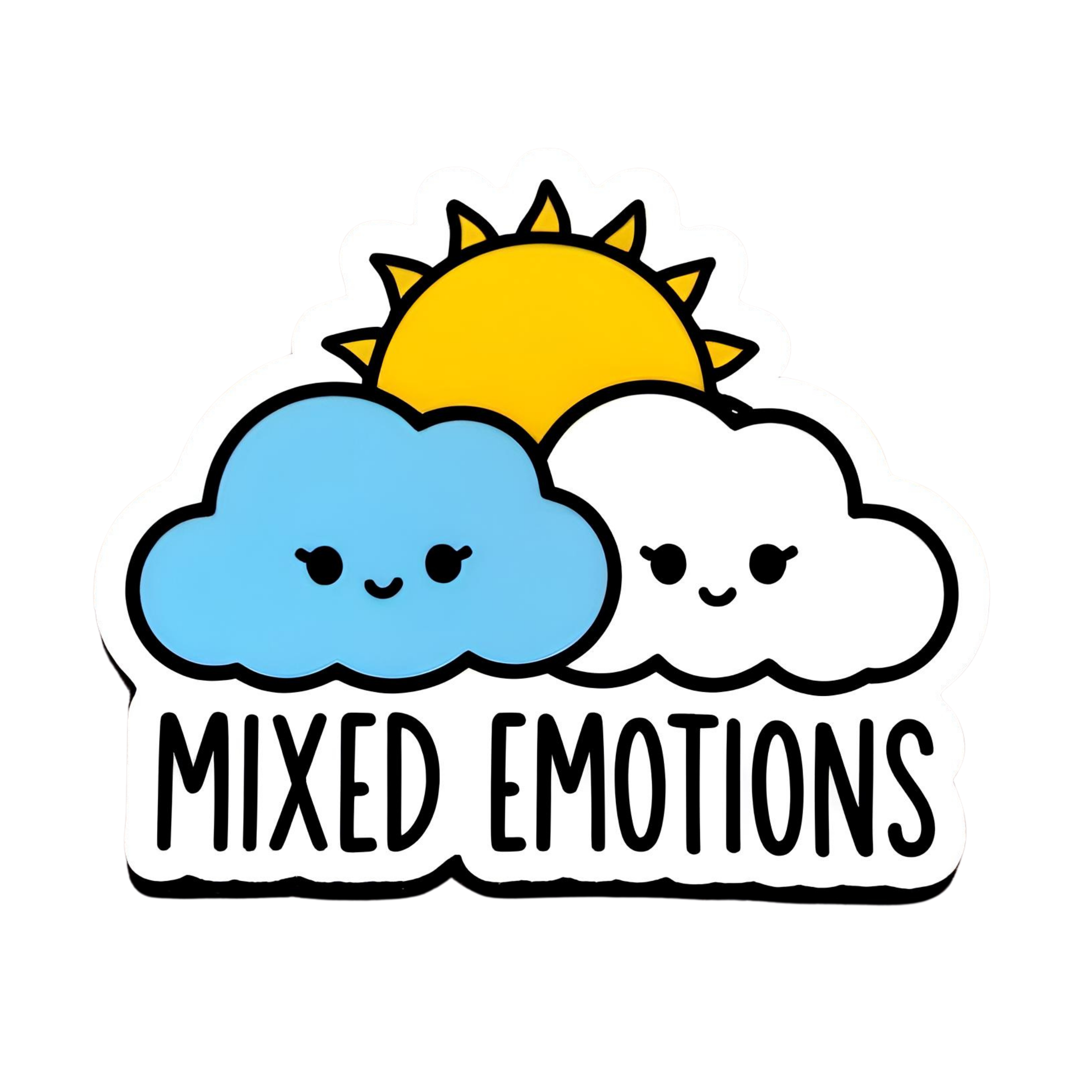 Mixed Emotions - Aesthetic Vinyl Sticker – Waterproof Quote Decal Sticker for Laptop, Water Bottle, 