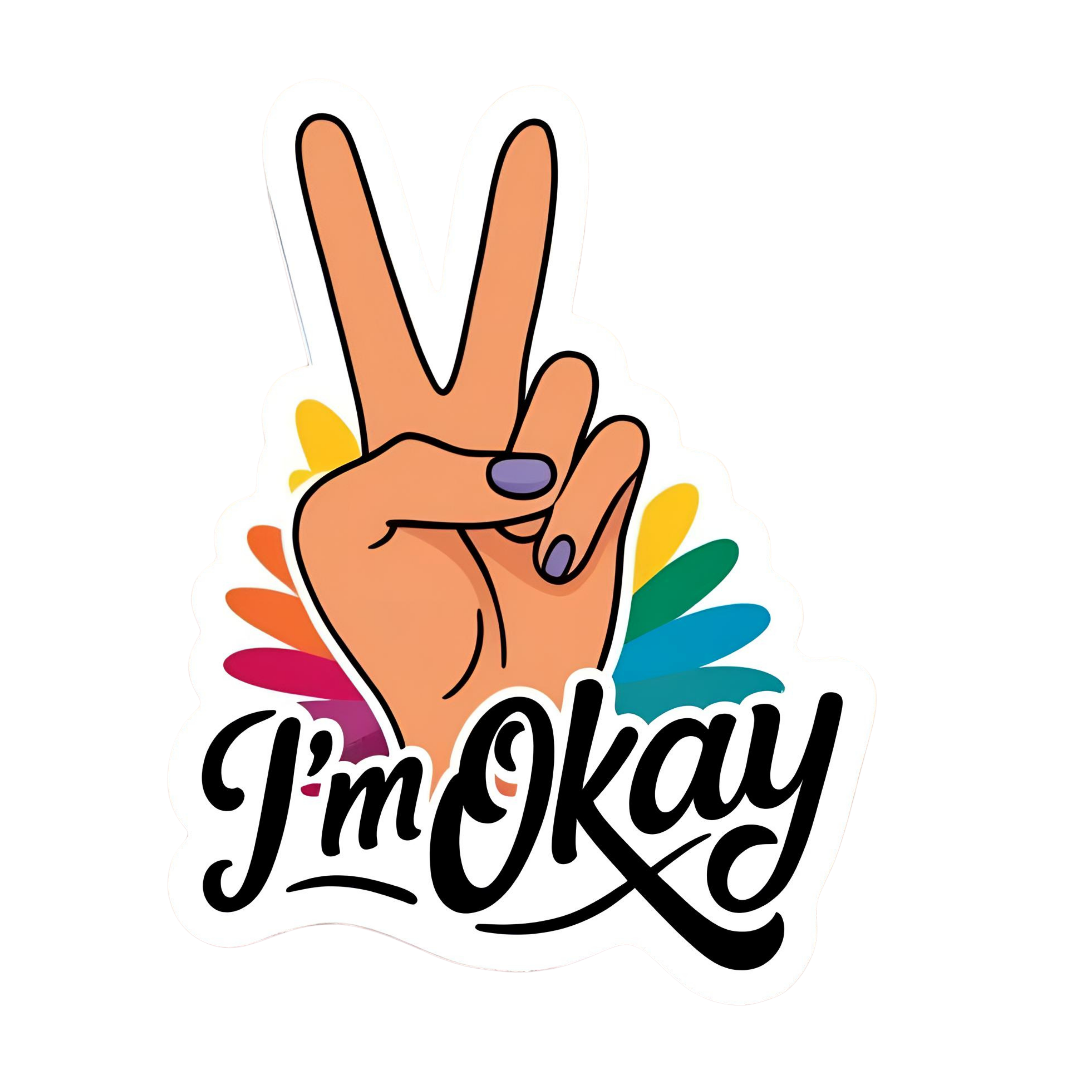 I'm Okay - Aesthetic Vinyl Sticker – Waterproof Quote Decal Sticker for Laptop, Water Bottle, Car, J