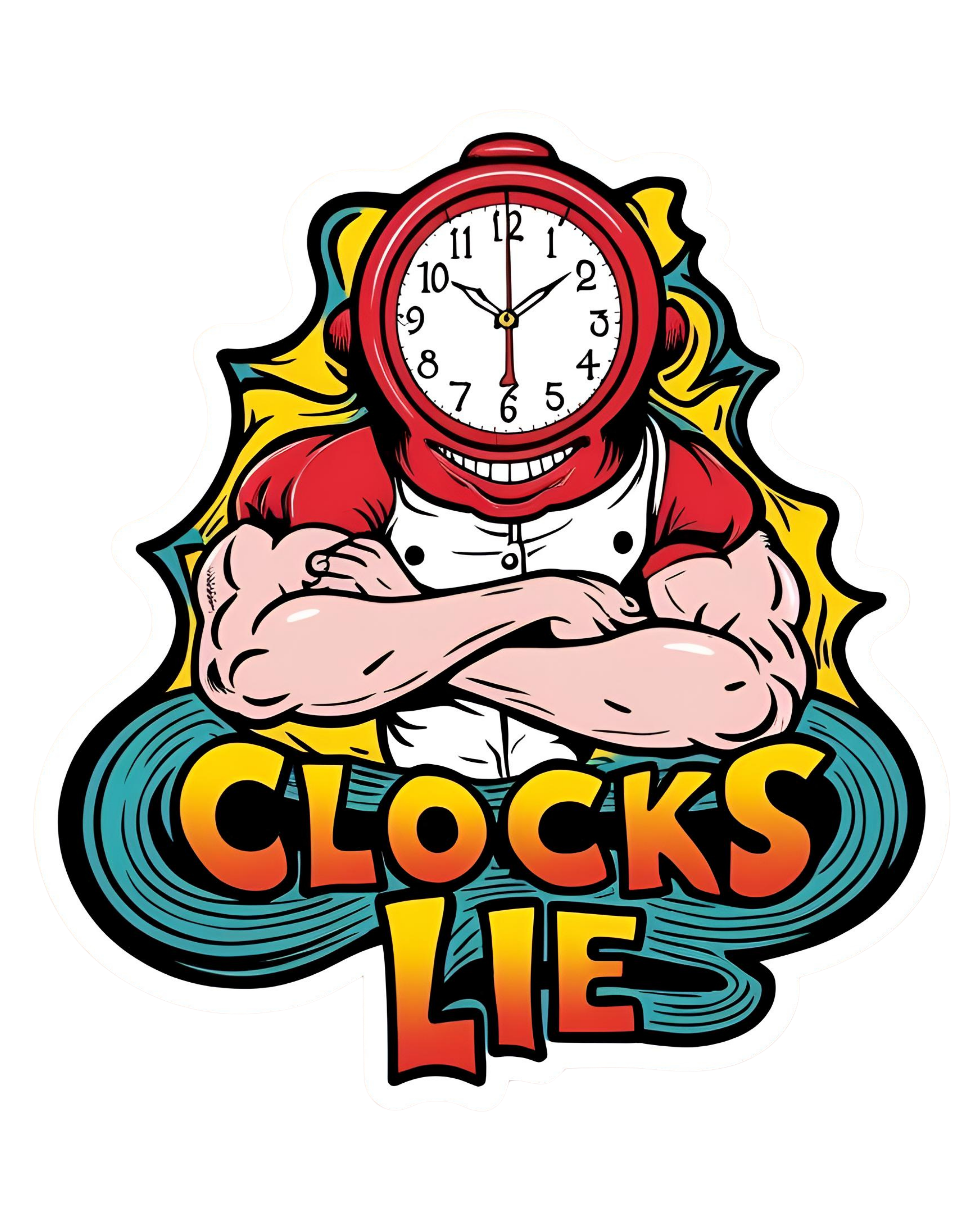 Clocks Lie - Aesthetic Vinyl Sticker – Waterproof Quote Decal Sticker for Laptop, Water Bottle, Car,