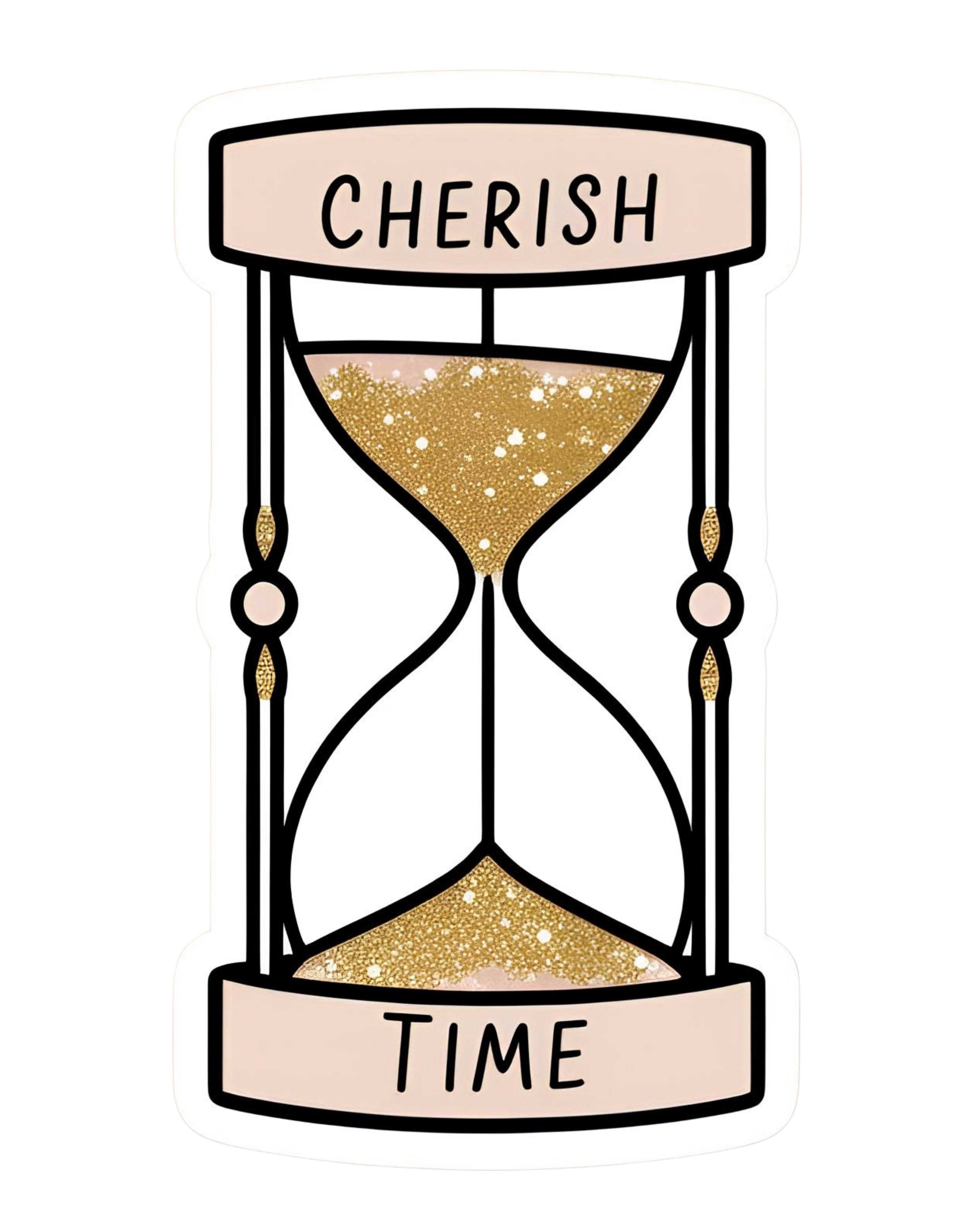 Cherish Time - Aesthetic Vinyl Sticker – Waterproof Quote Decal Sticker for Laptop, Water Bottle, Ca