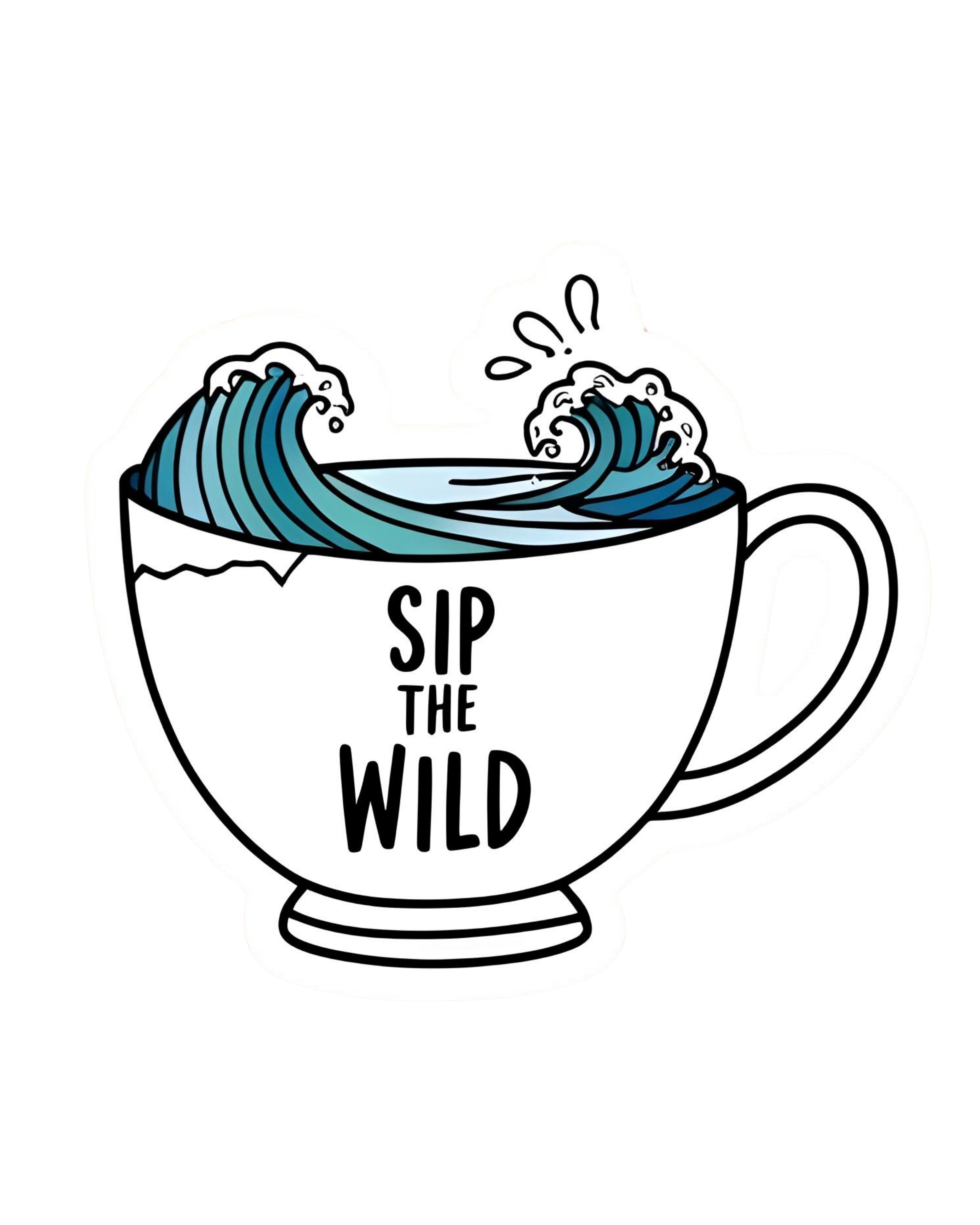 Sip The wild - Aesthetic Vinyl Sticker – Waterproof Quote Decal Sticker for Laptop, Water Bottle, Ca