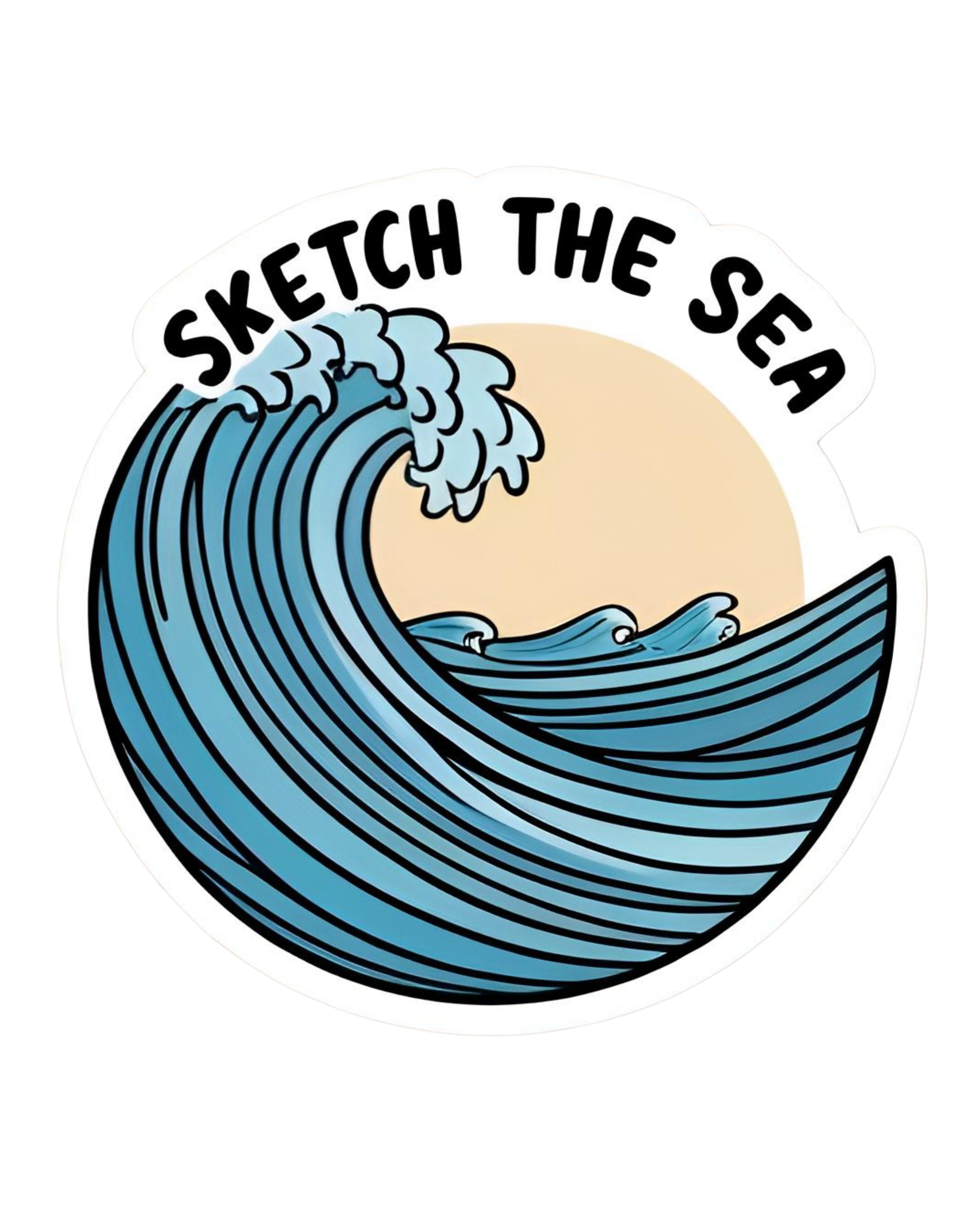 Sketch The Sea - Aesthetic Vinyl Sticker – Waterproof Quote Decal Sticker for Laptop, Water Bottle, 