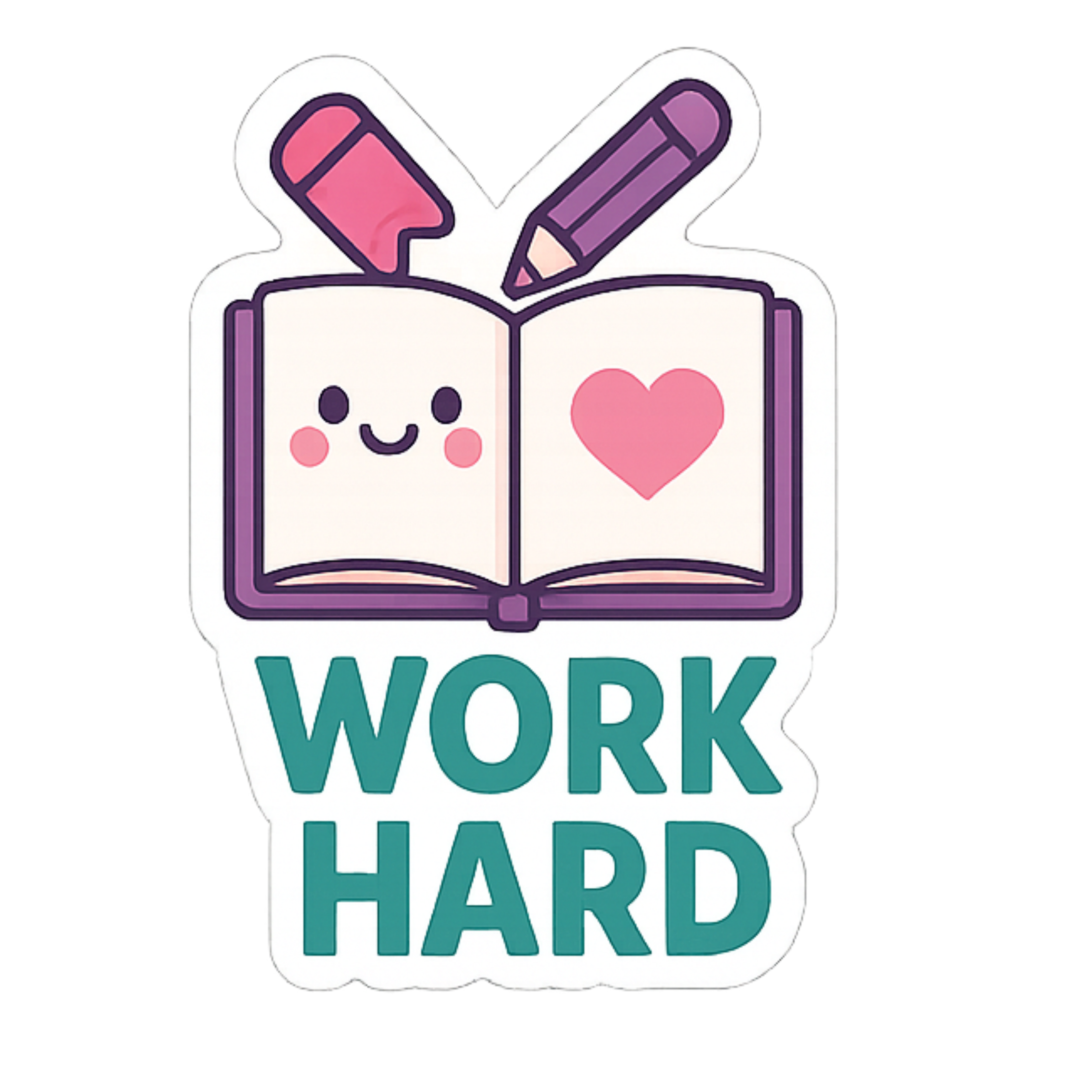 Work Hard - Aesthetic Vinyl Sticker – Waterproof Quote Decal Sticker for Laptop, Water Bottle, Car, 