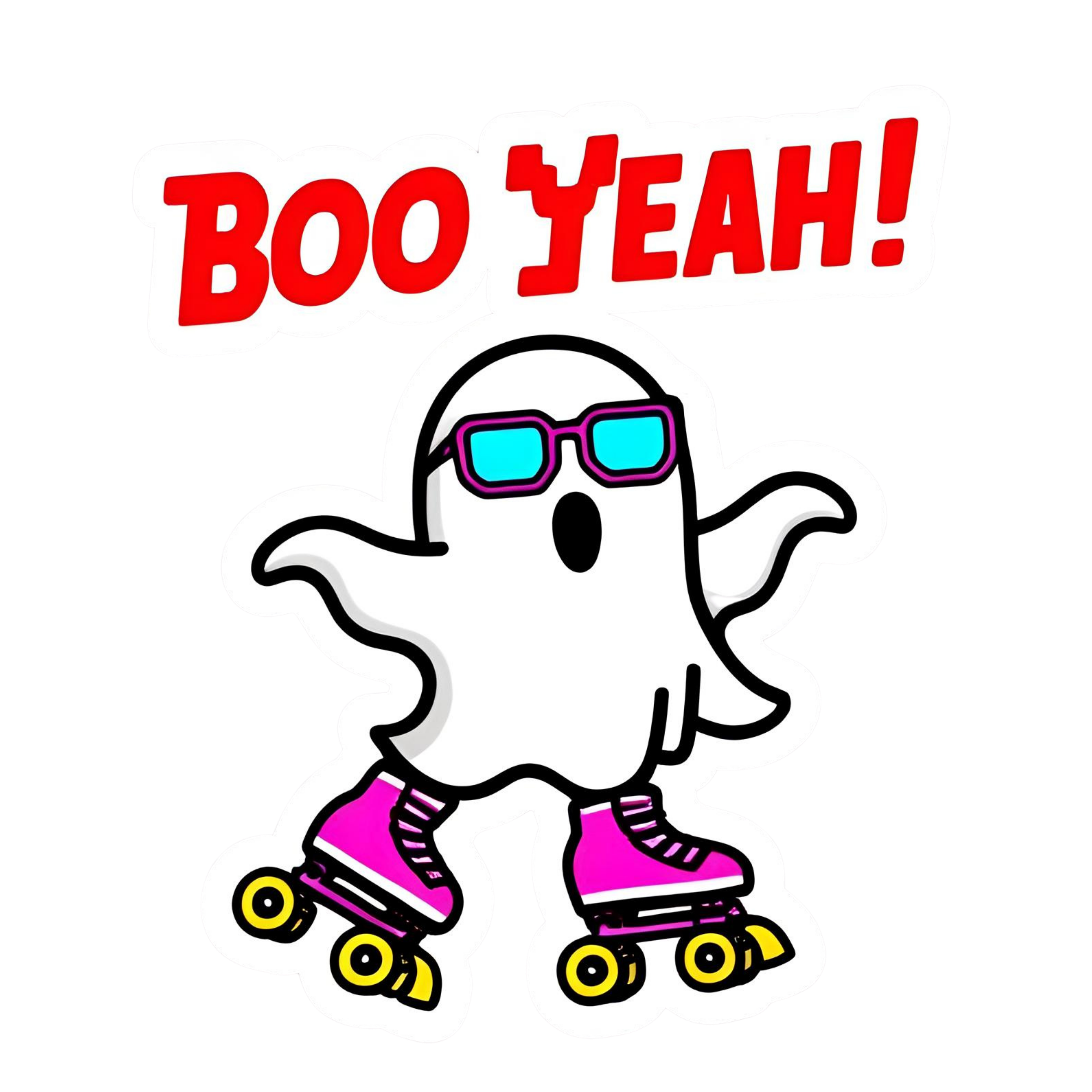 Boo Yeah! - Aesthetic Vinyl Sticker – Waterproof Quote Decal Sticker for Laptop, Water Bottle, Car, 