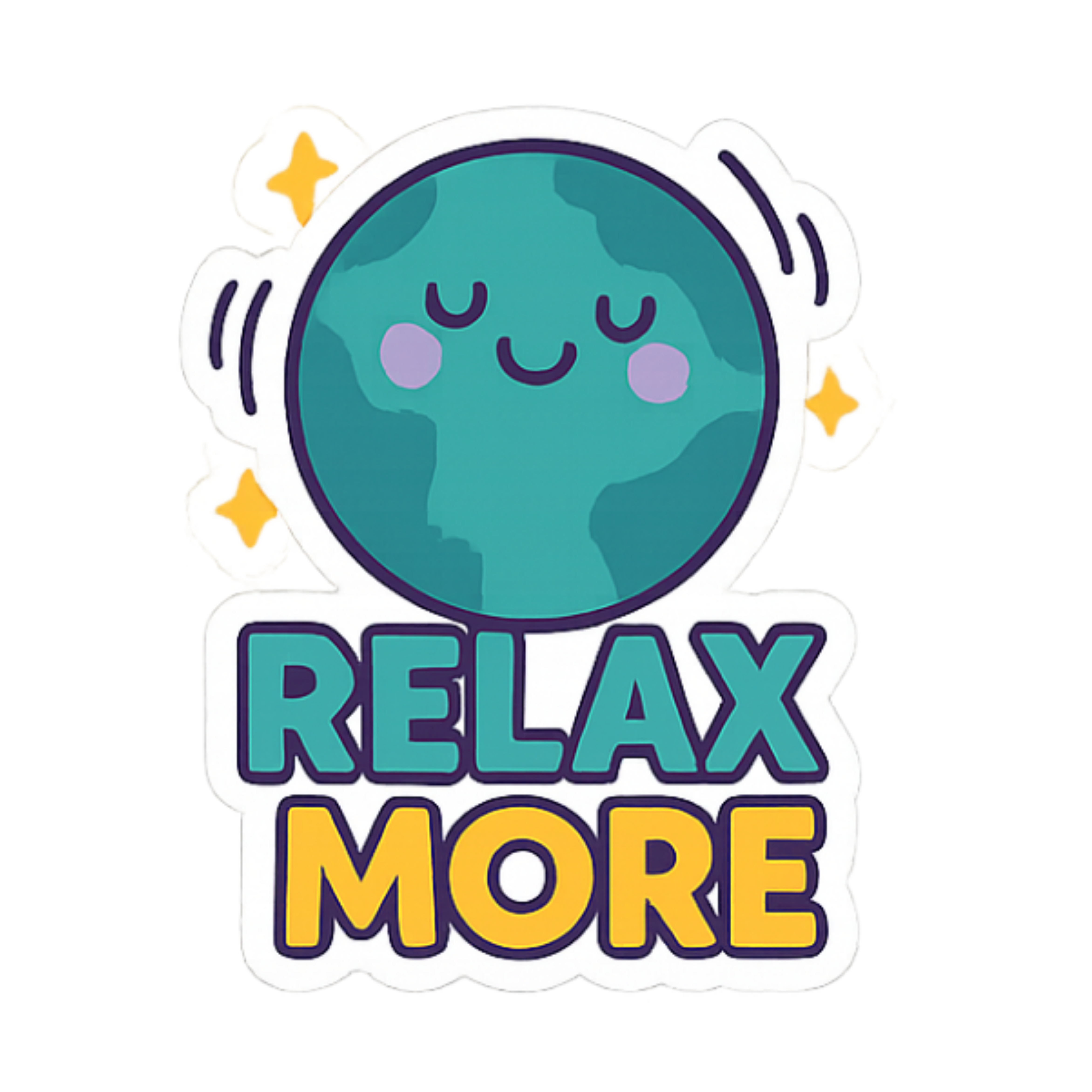 Relax More - Aesthetic Vinyl Sticker – Waterproof Quote Decal Sticker for Laptop, Water Bottle, Car,