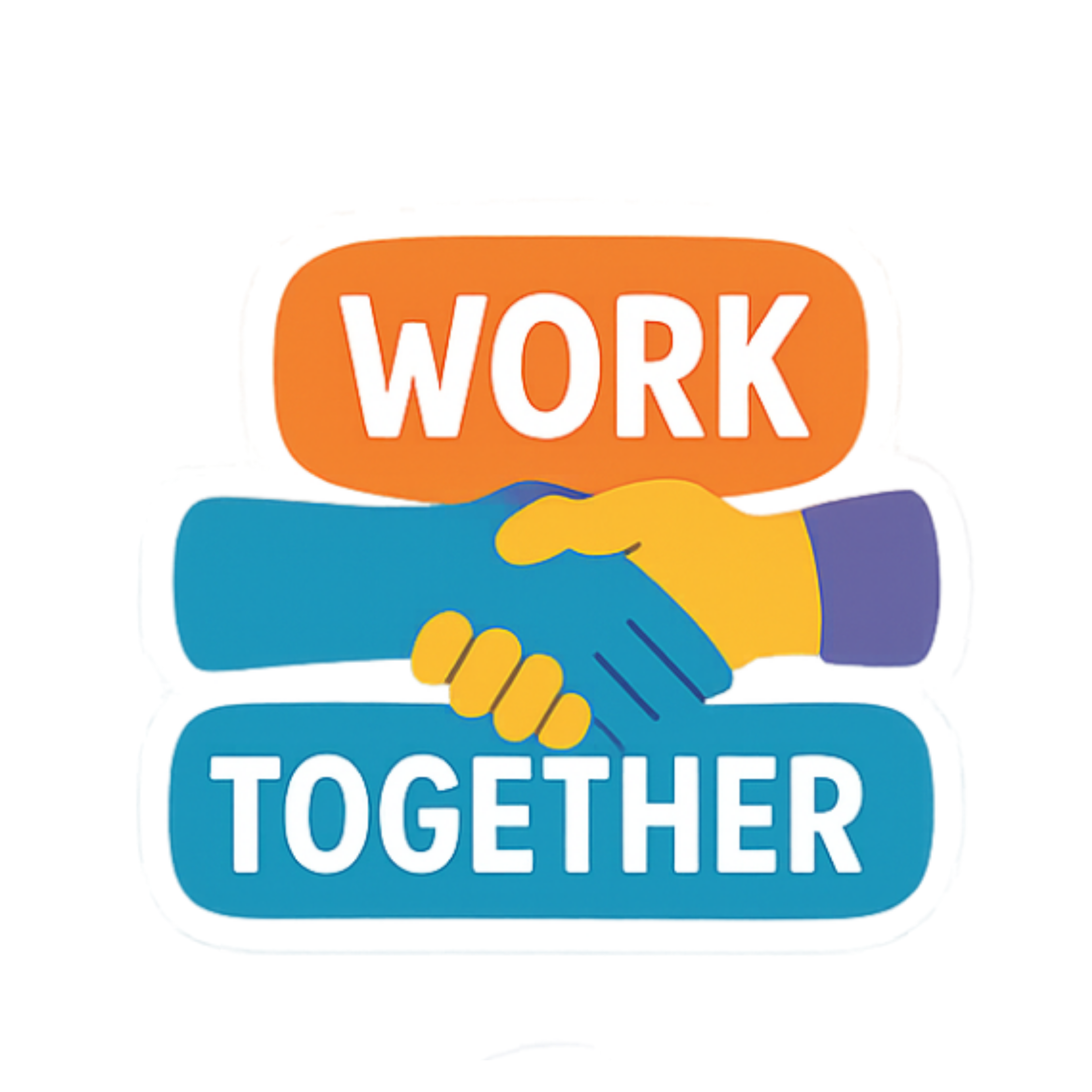 Work Together - Aesthetic Vinyl Sticker – Waterproof Quote Decal Sticker for Laptop, Water Bottle, C