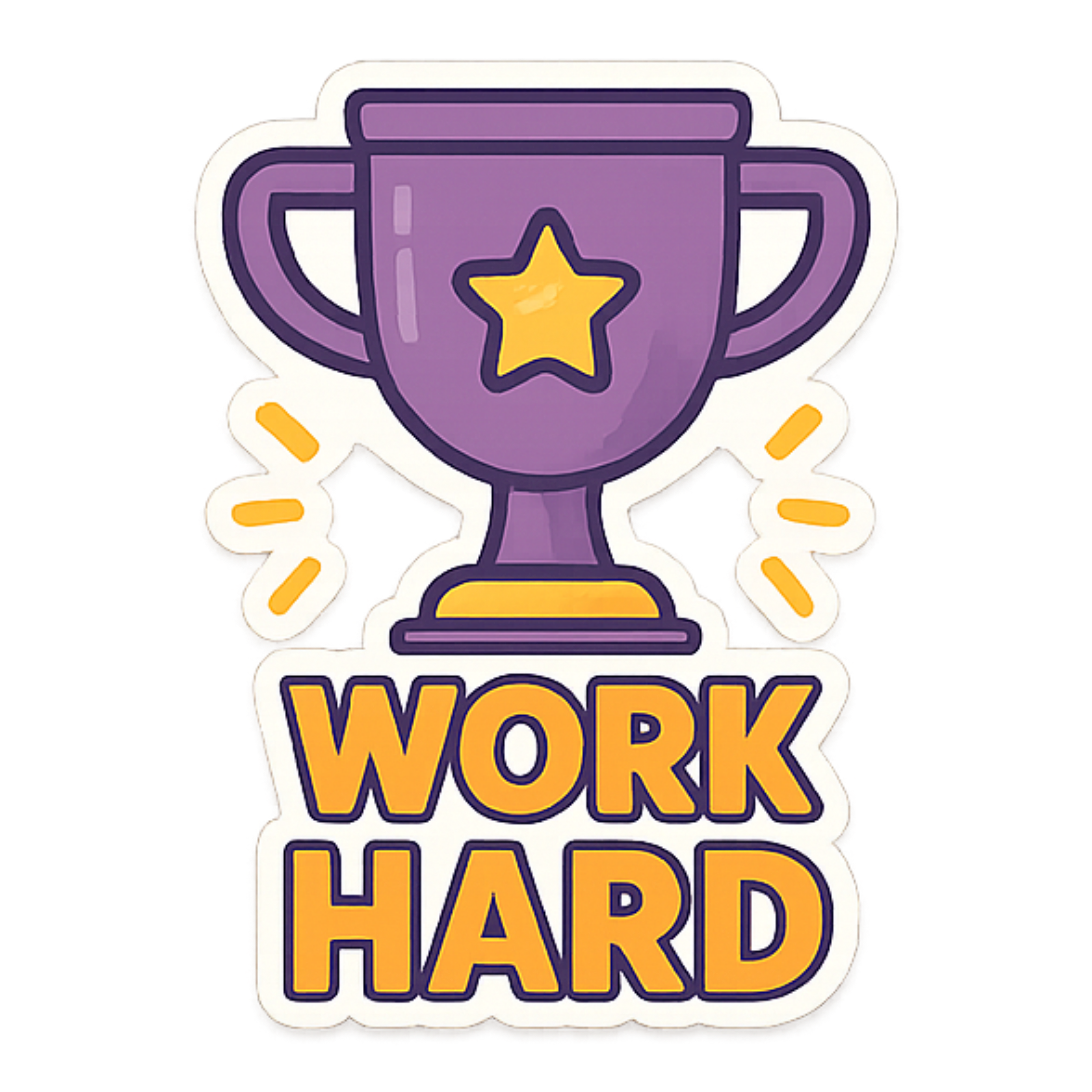 Work Hard - Aesthetic Vinyl Sticker – Waterproof Quote Decal Sticker for Laptop, Water Bottle, Car, 