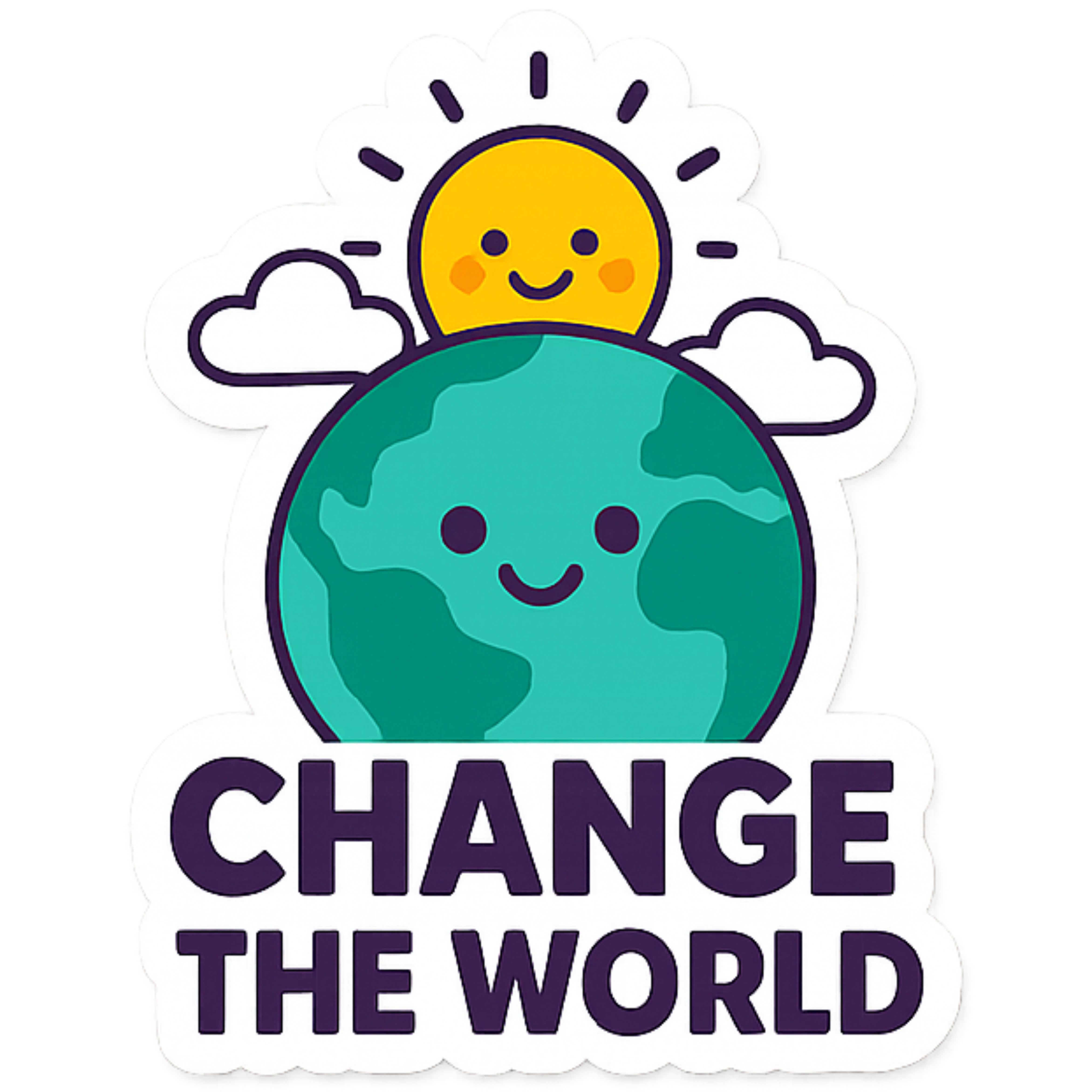 Change The World - Aesthetic Vinyl Sticker – Waterproof Quote Decal Sticker for Laptop, Water Bottle