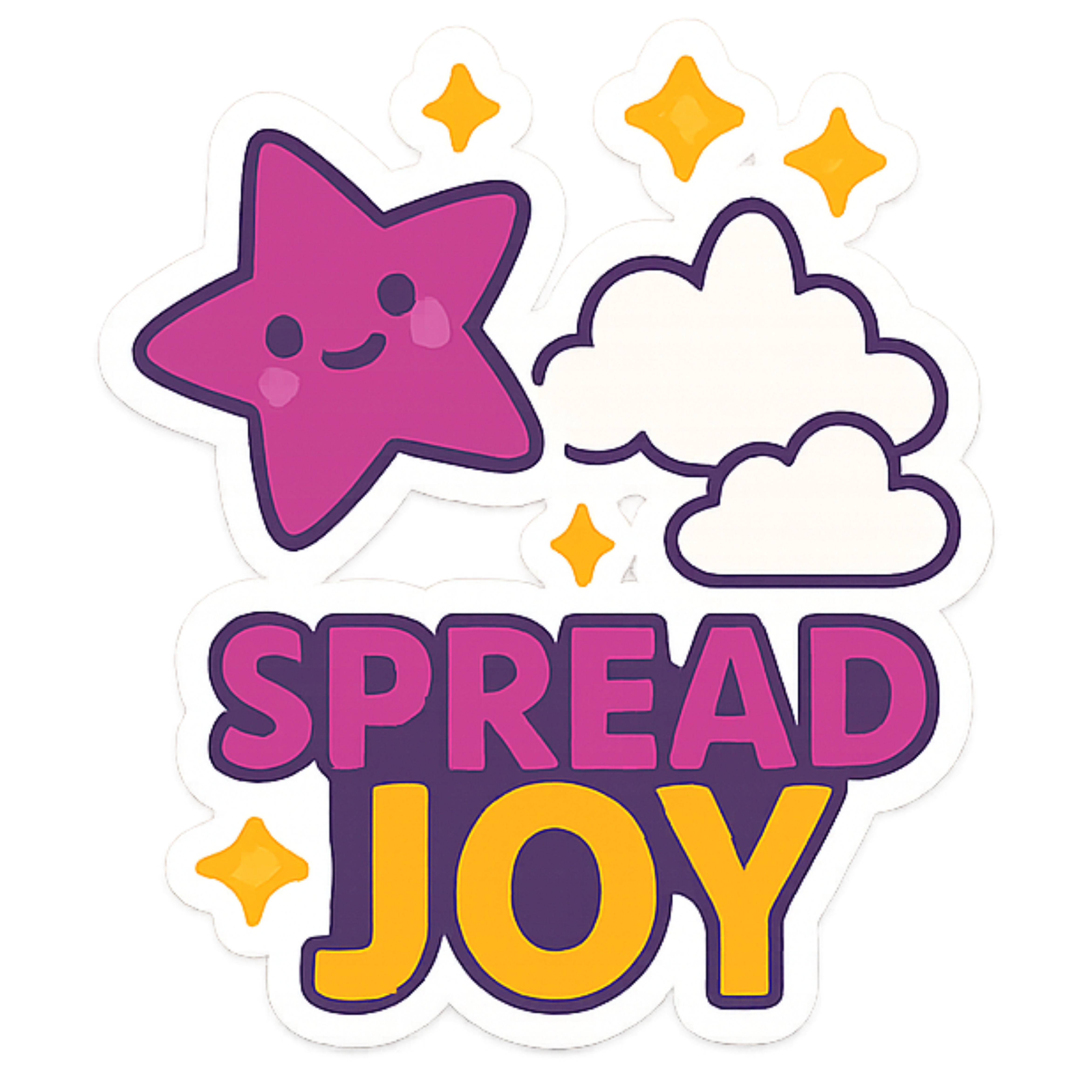 Spread Joy - Aesthetic Vinyl Sticker – Waterproof Quote Decal Sticker for Laptop, Water Bottle, Car,