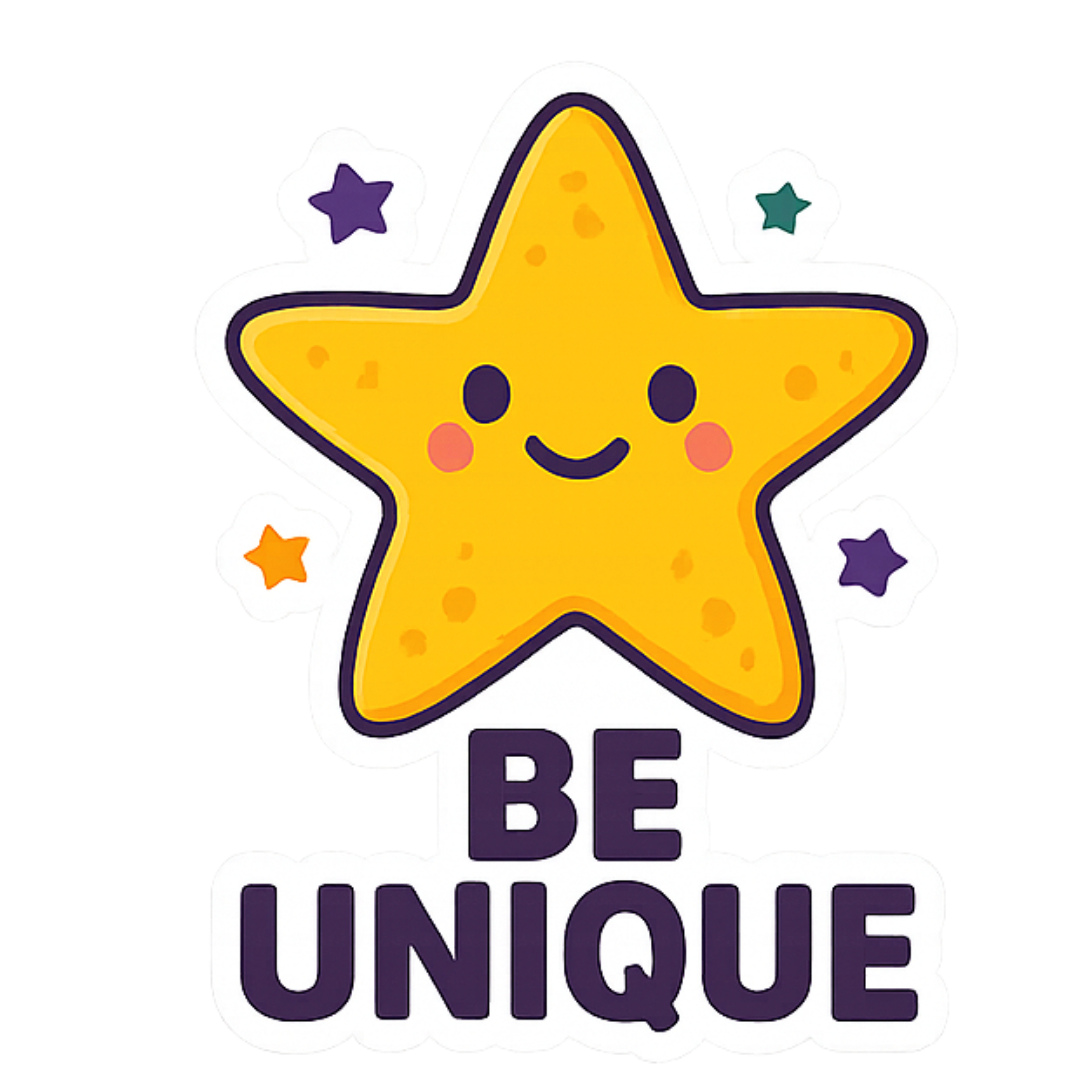 Be Unique - Aesthetic Vinyl Sticker – Waterproof Quote Decal Sticker for Laptop, Water Bottle, Car, 