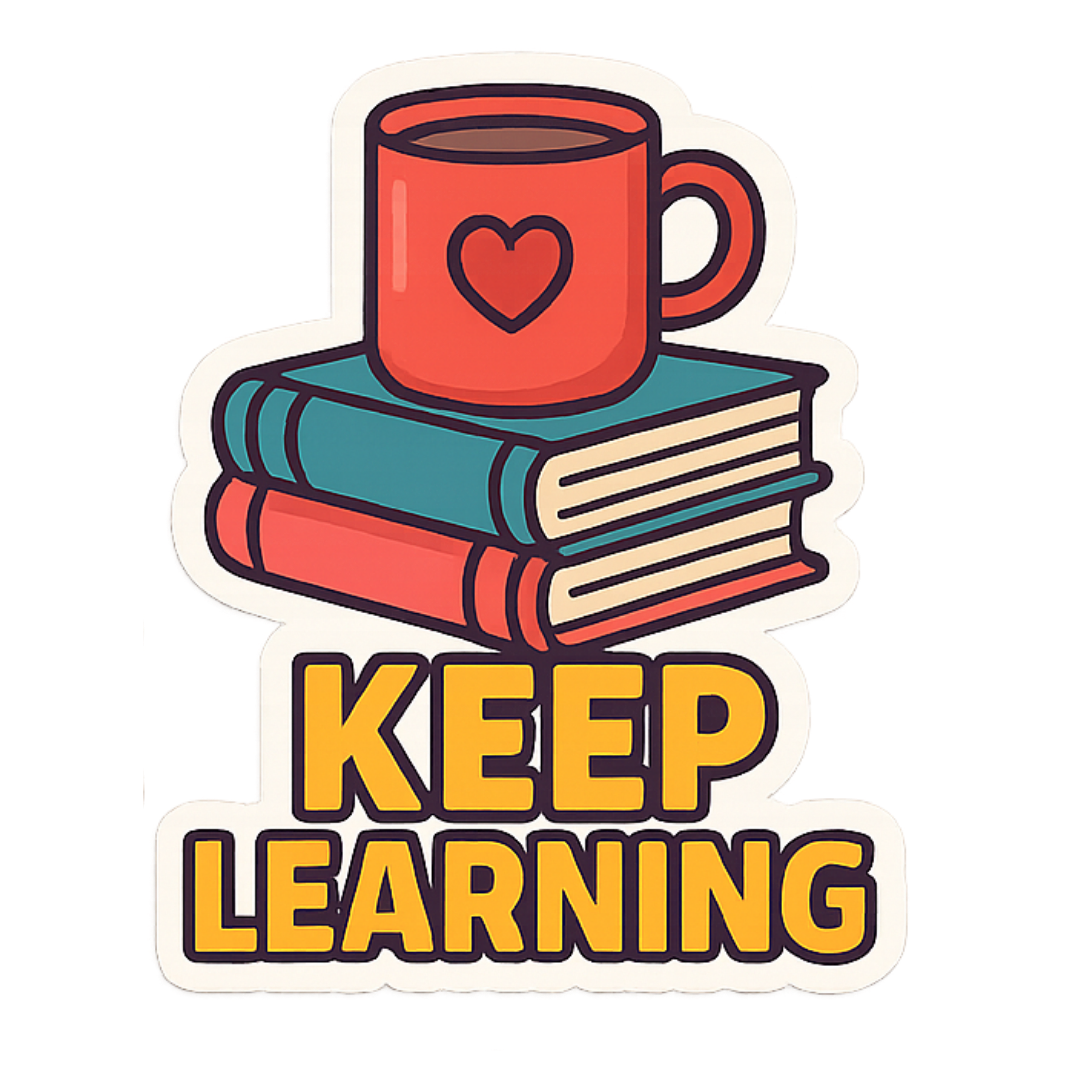 Keep Learning - Aesthetic Vinyl Sticker – Waterproof Quote Decal Sticker for Laptop, Water Bottle, C