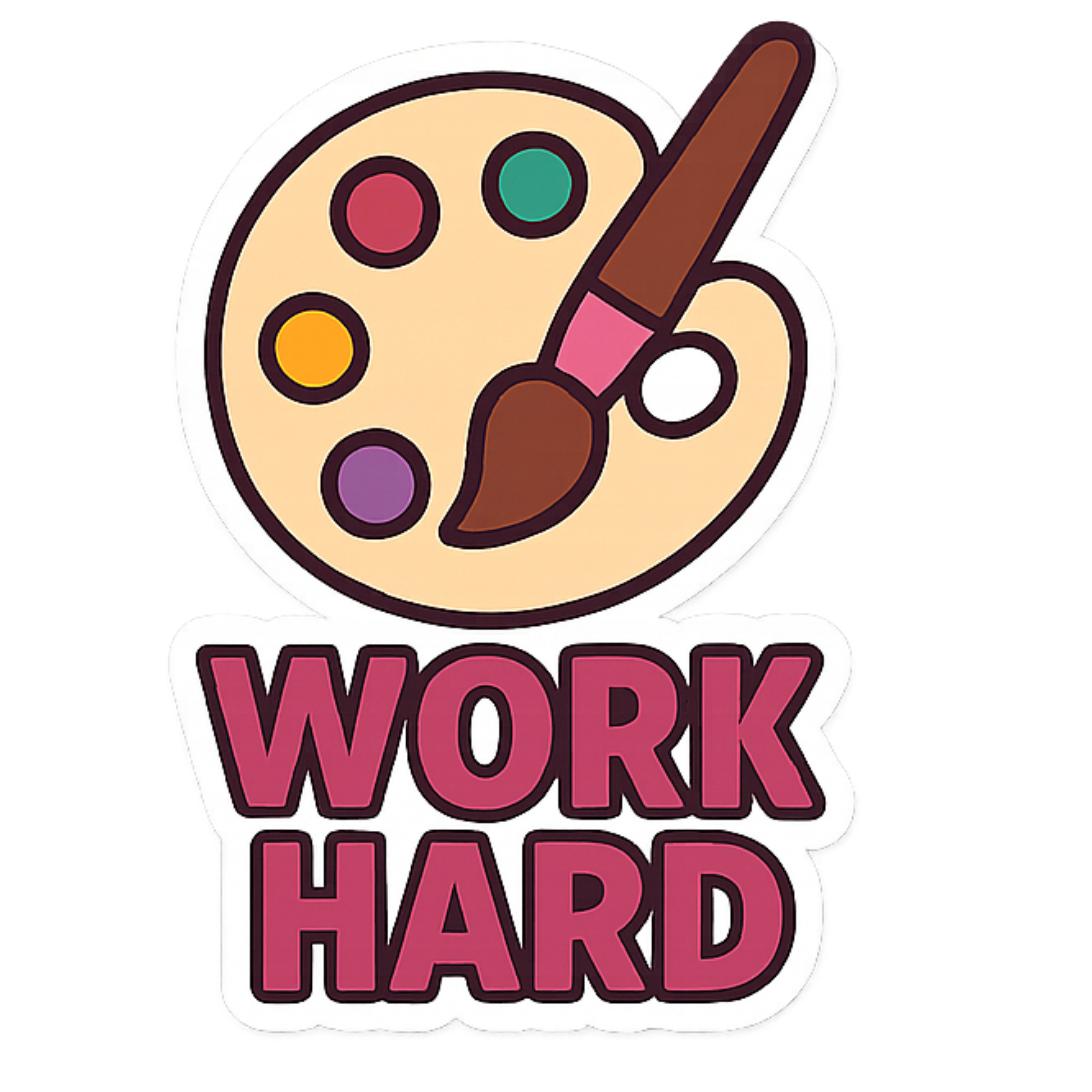 Work Hard - Aesthetic Vinyl Sticker – Waterproof Quote Decal Sticker for Laptop, Water Bottle, Car, 