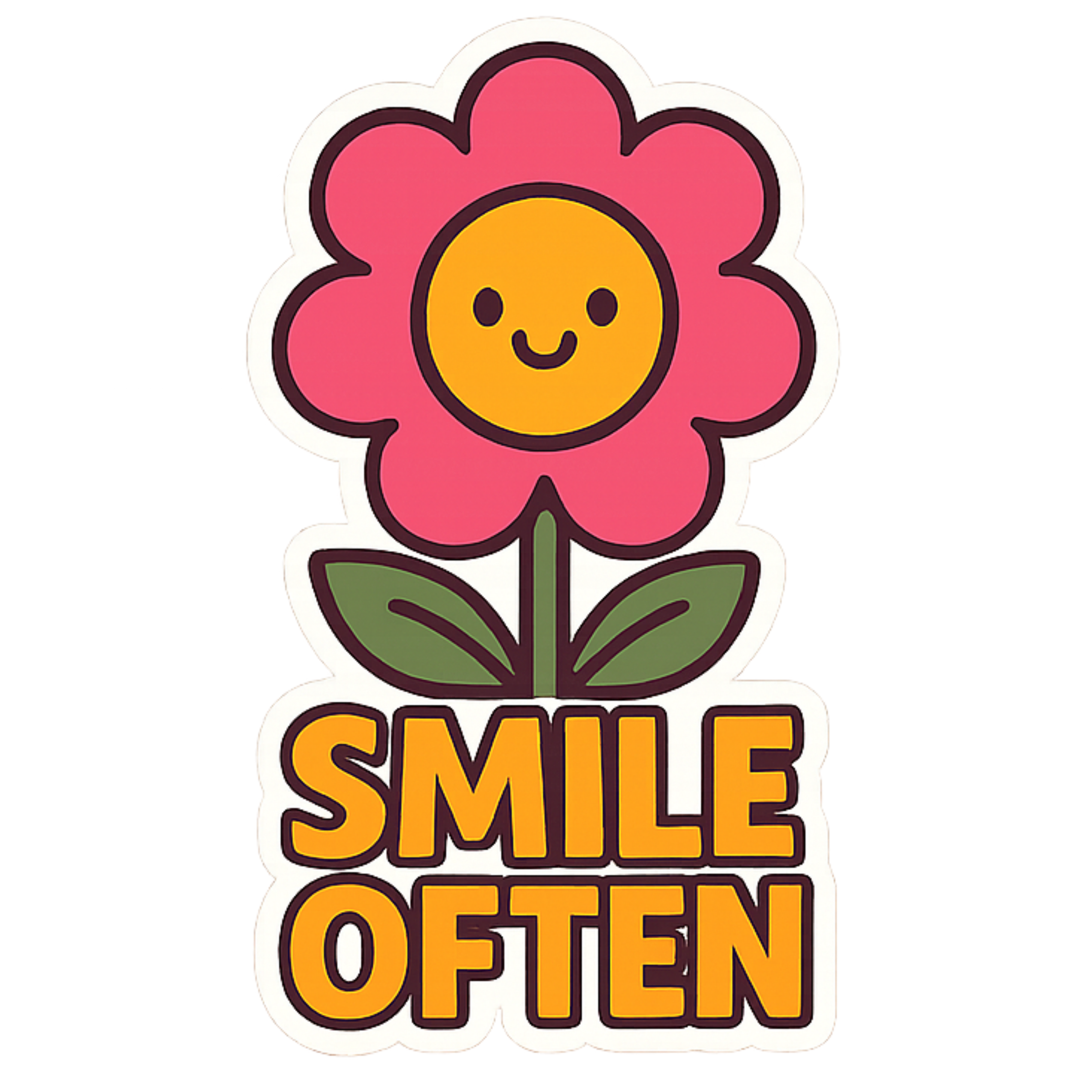 Smile Often - Aesthetic Vinyl Sticker – Waterproof Quote Decal Sticker for Laptop, Water Bottle, Car