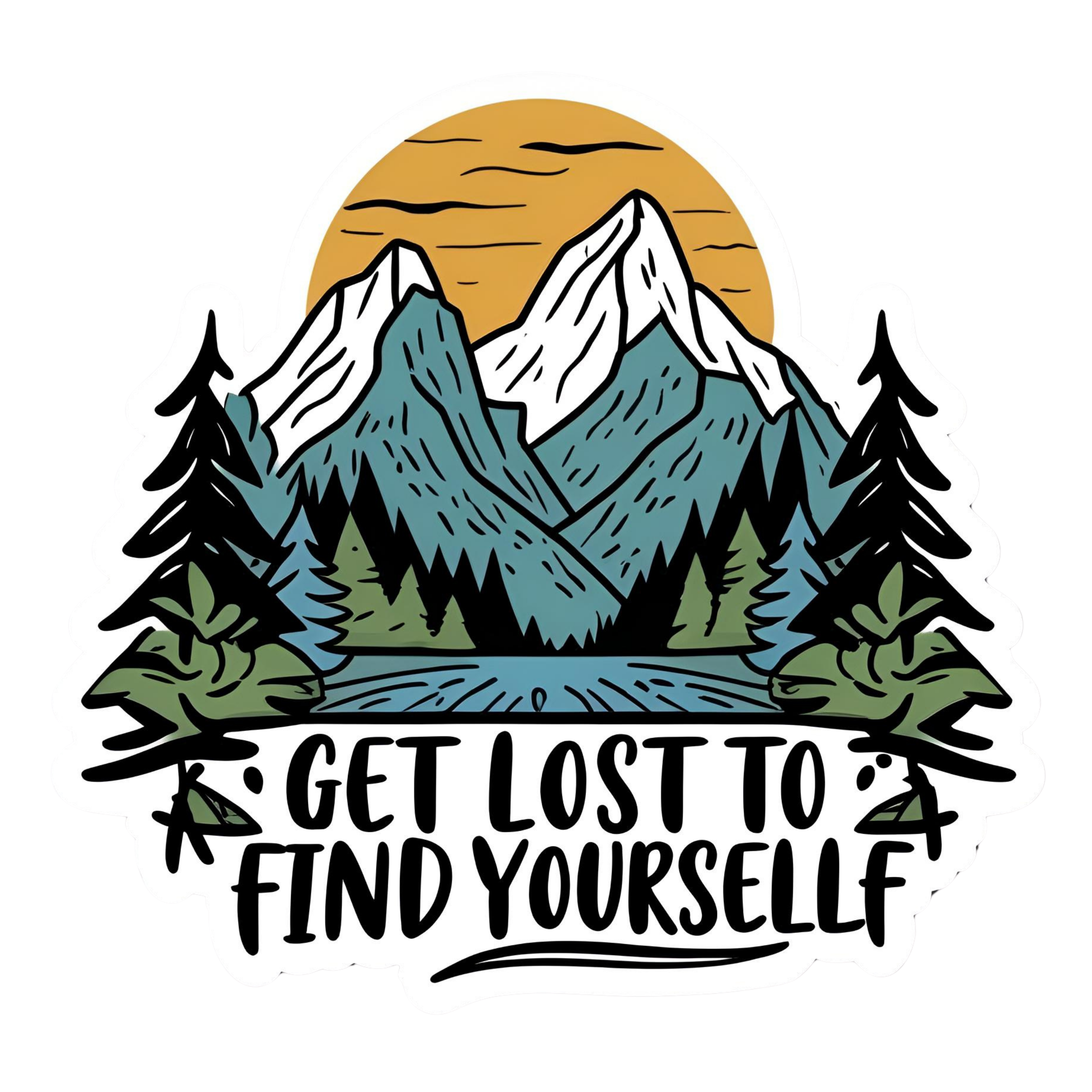 Get Lost To Find Yourself - Aesthetic Vinyl Sticker – Waterproof Quote Decal Sticker for Laptop, Wat