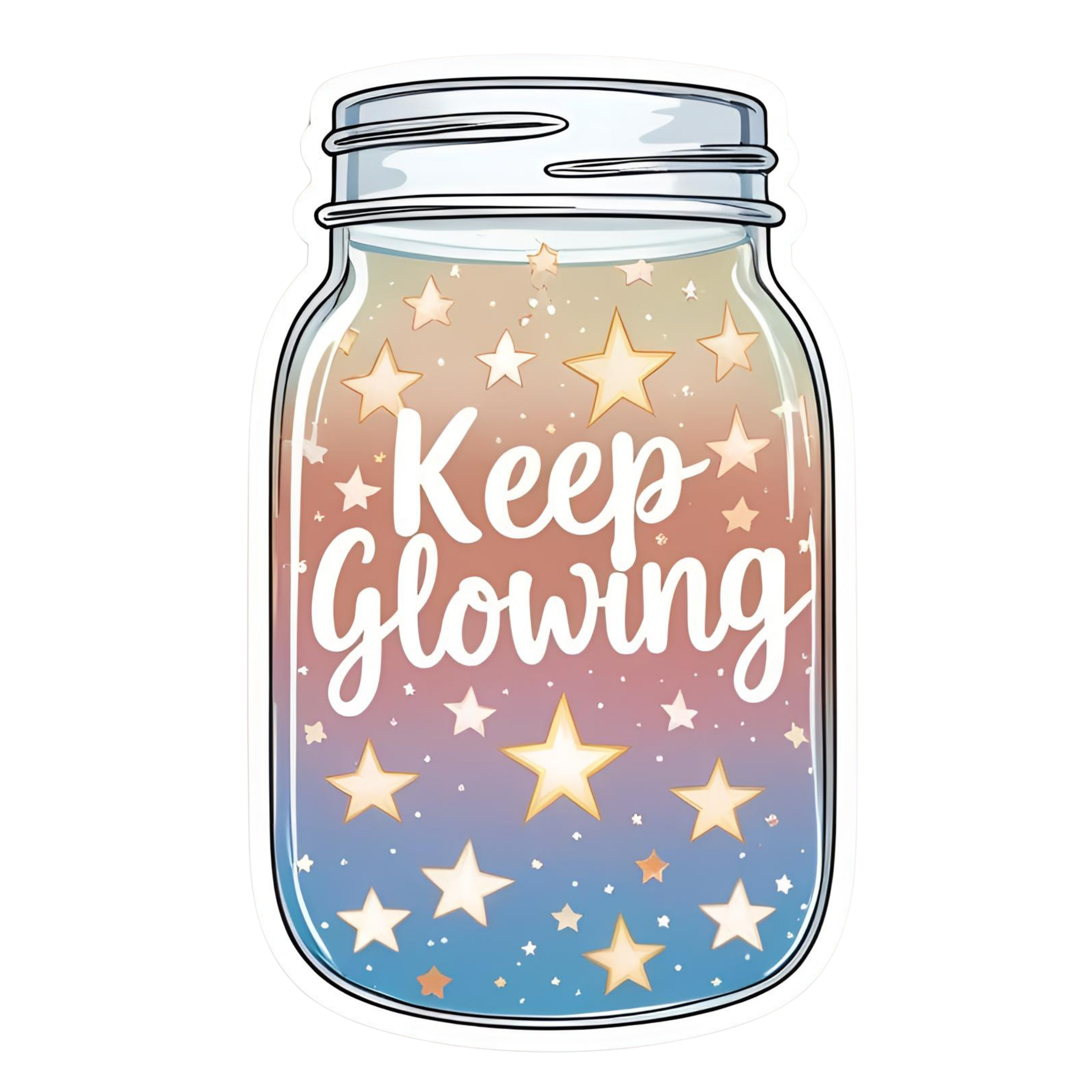 Keep Glowing - Aesthetic Vinyl Sticker – Waterproof Quote Decal Sticker for Laptop, Water Bottle, Ca