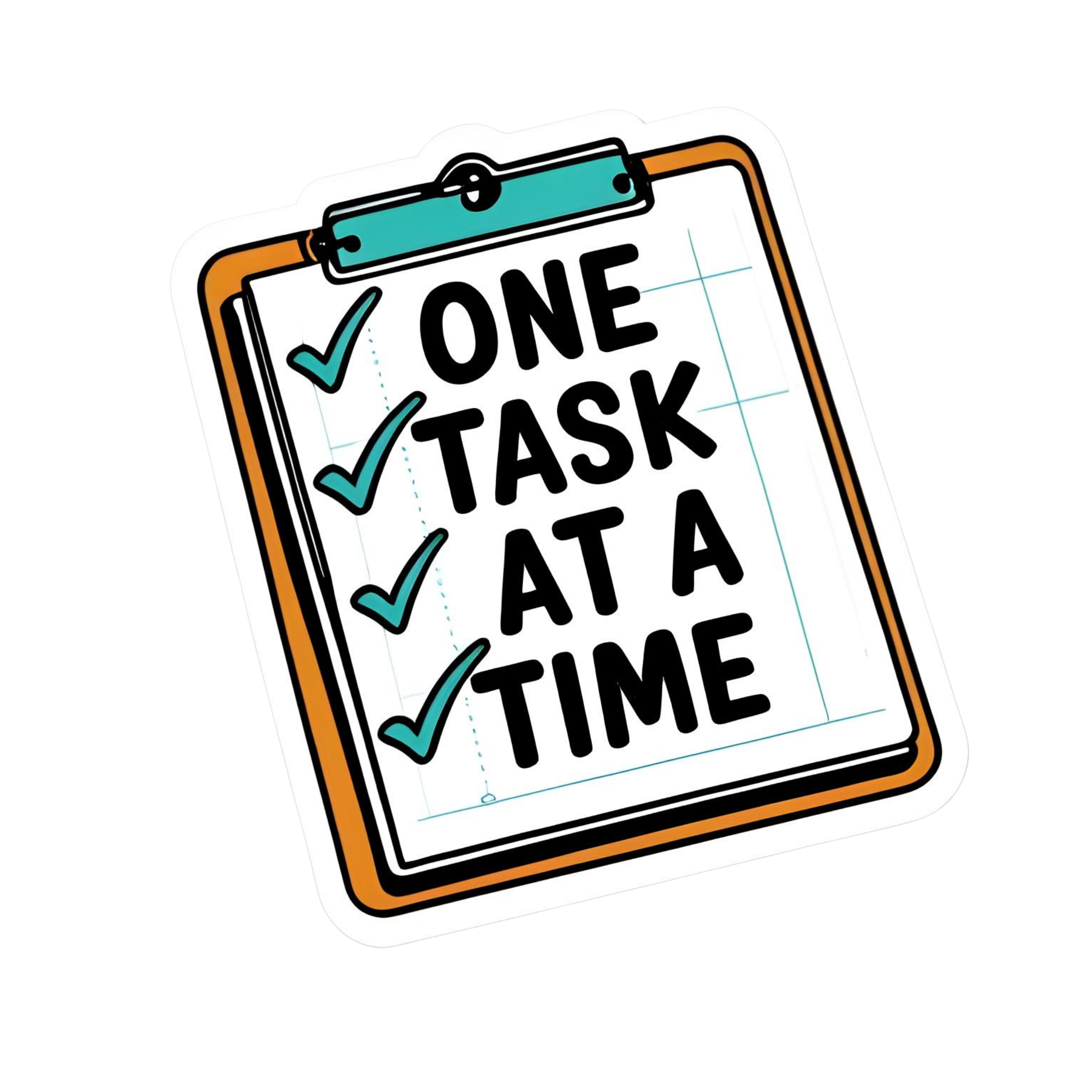 One Task At A Time - Aesthetic Vinyl Sticker – Waterproof Quote Decal Sticker for Laptop, Water Bott
