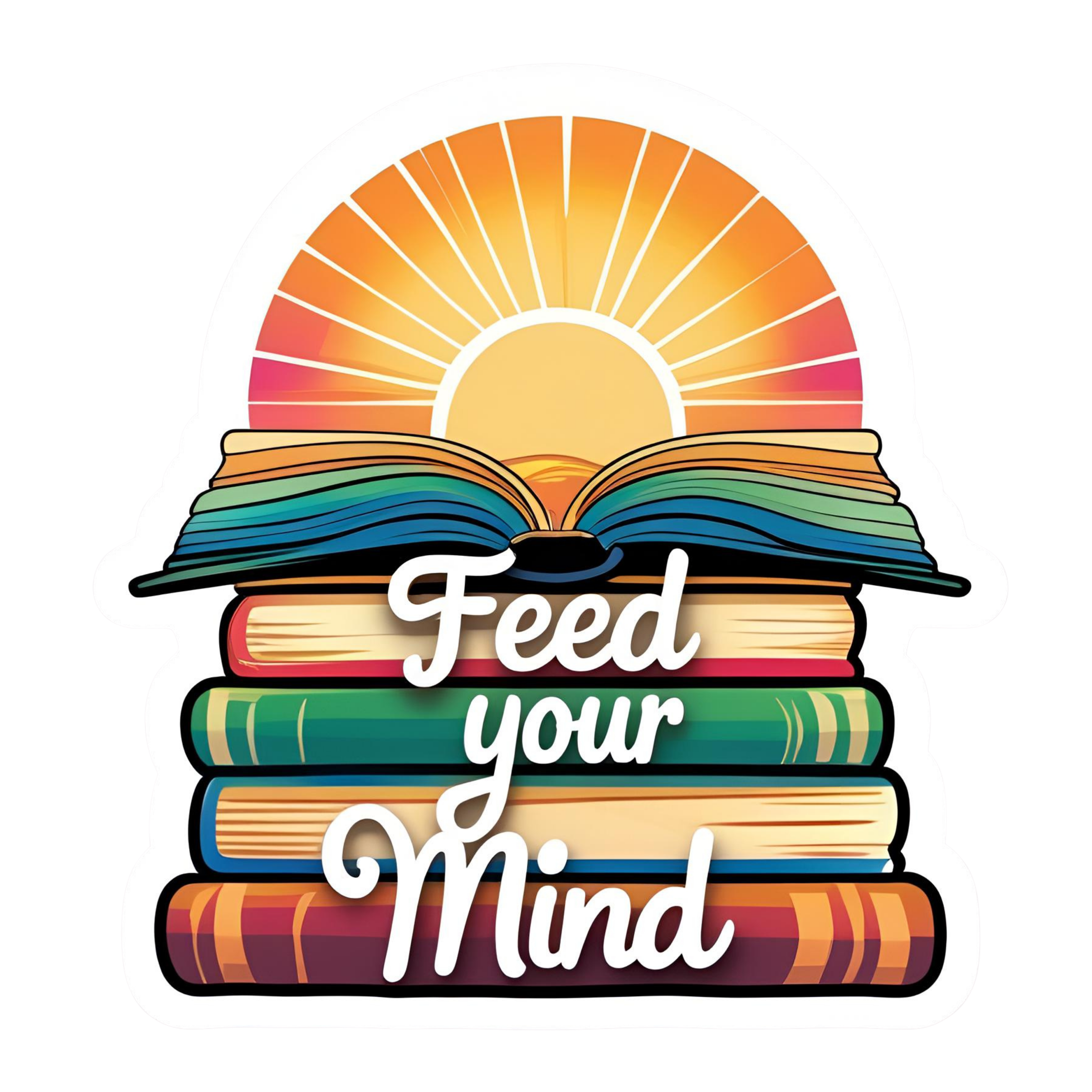 Feed Your Mind - Aesthetic Vinyl Sticker – Waterproof Quote Decal Sticker for Laptop, Water Bottle, 