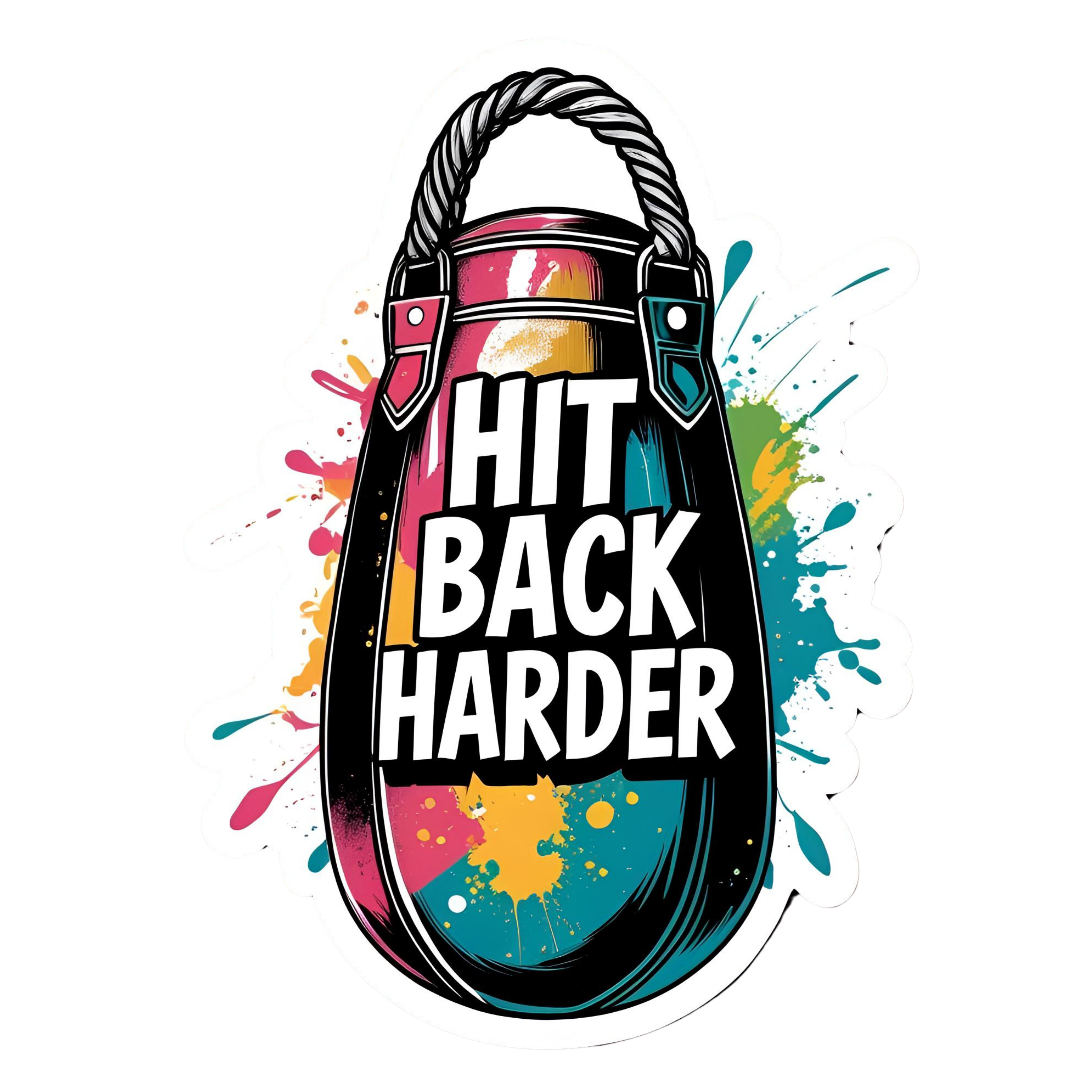 Hit Back Harder - Aesthetic Vinyl Sticker – Waterproof Quote Decal Sticker for Laptop, Water Bottle,