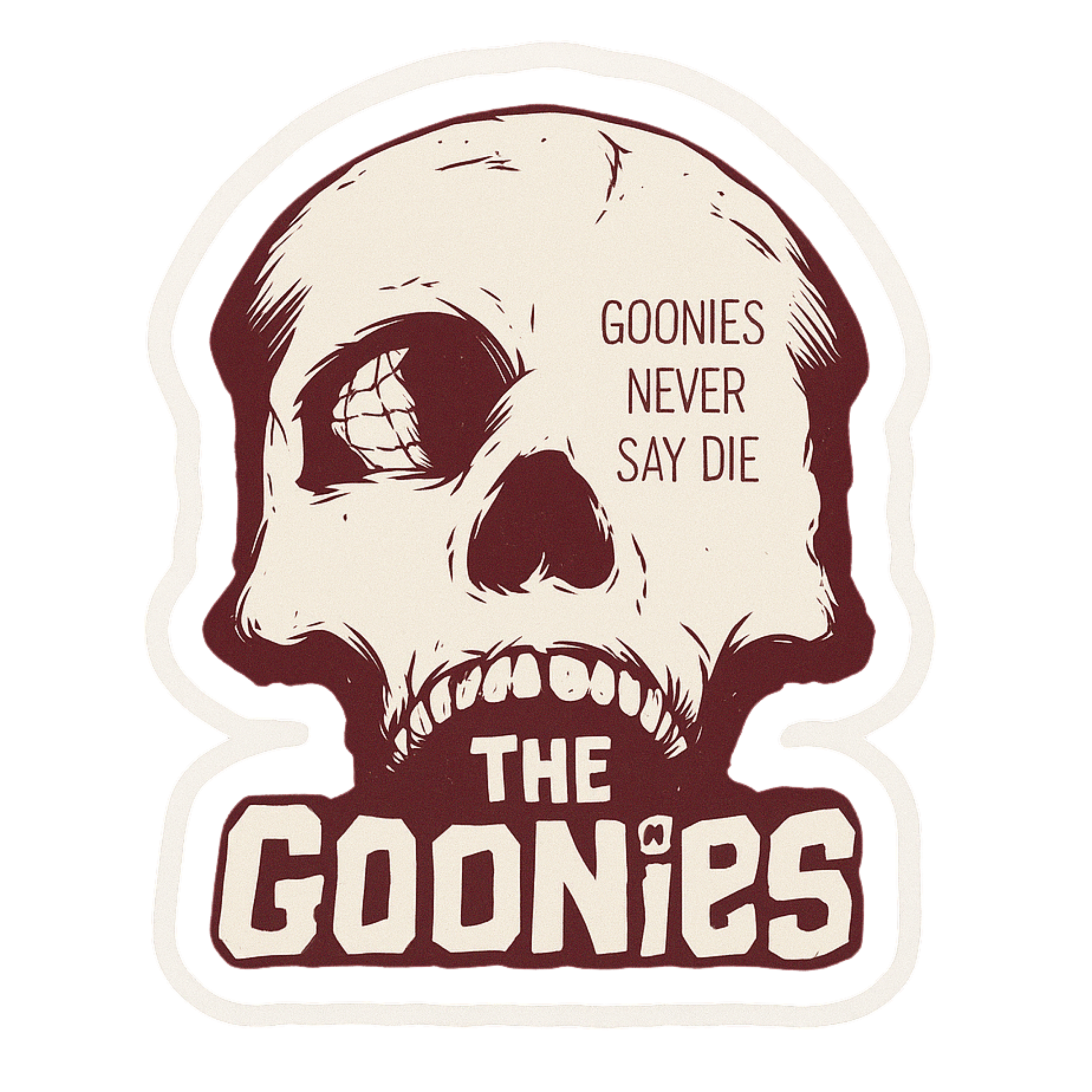 Goonies Never Say Die - Aesthetic Vinyl Sticker – Waterproof Quote Decal Sticker for Laptop, Water B