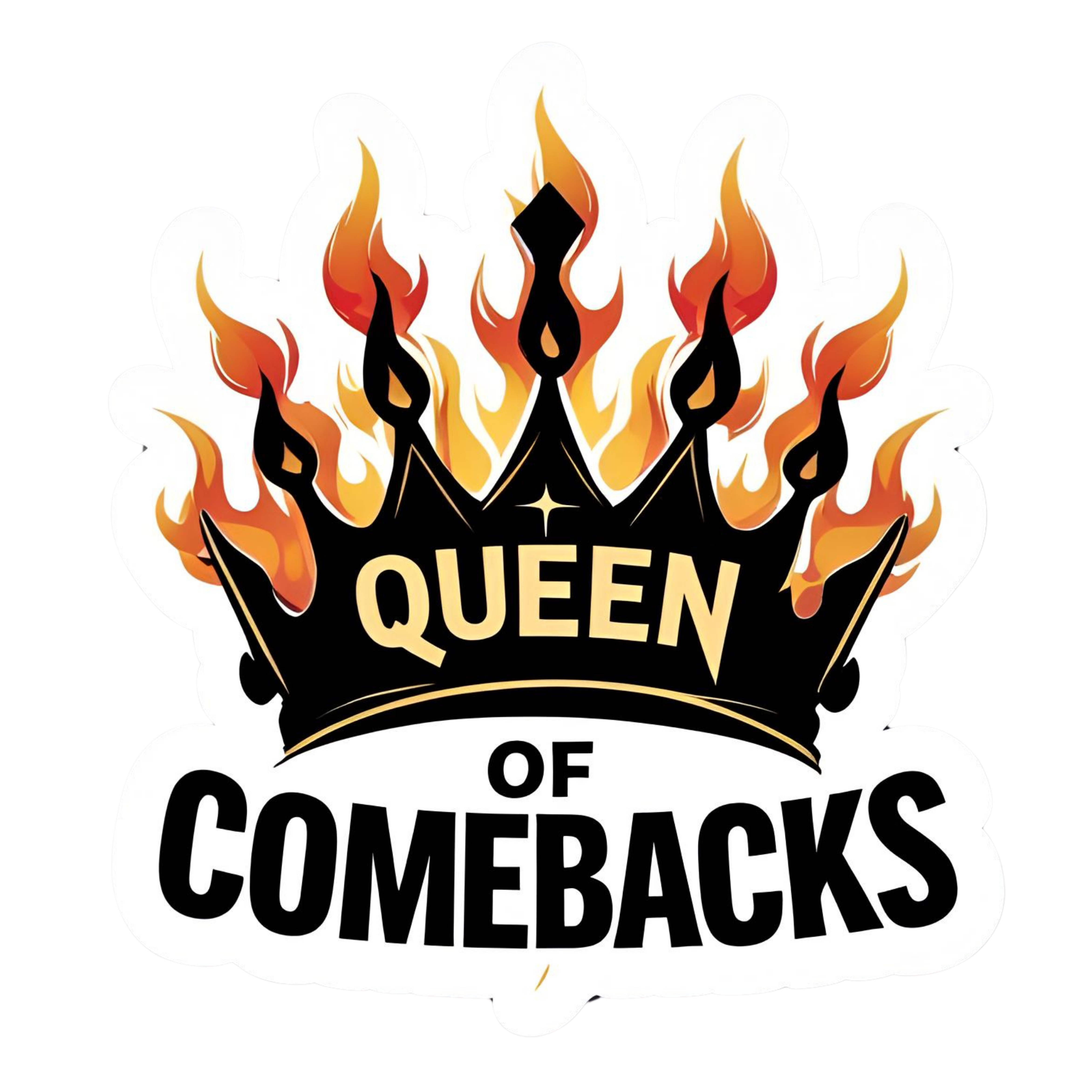 Queen Of Comebacks - Aesthetic Vinyl Sticker – Waterproof Quote Decal Sticker for Laptop, Water Bott