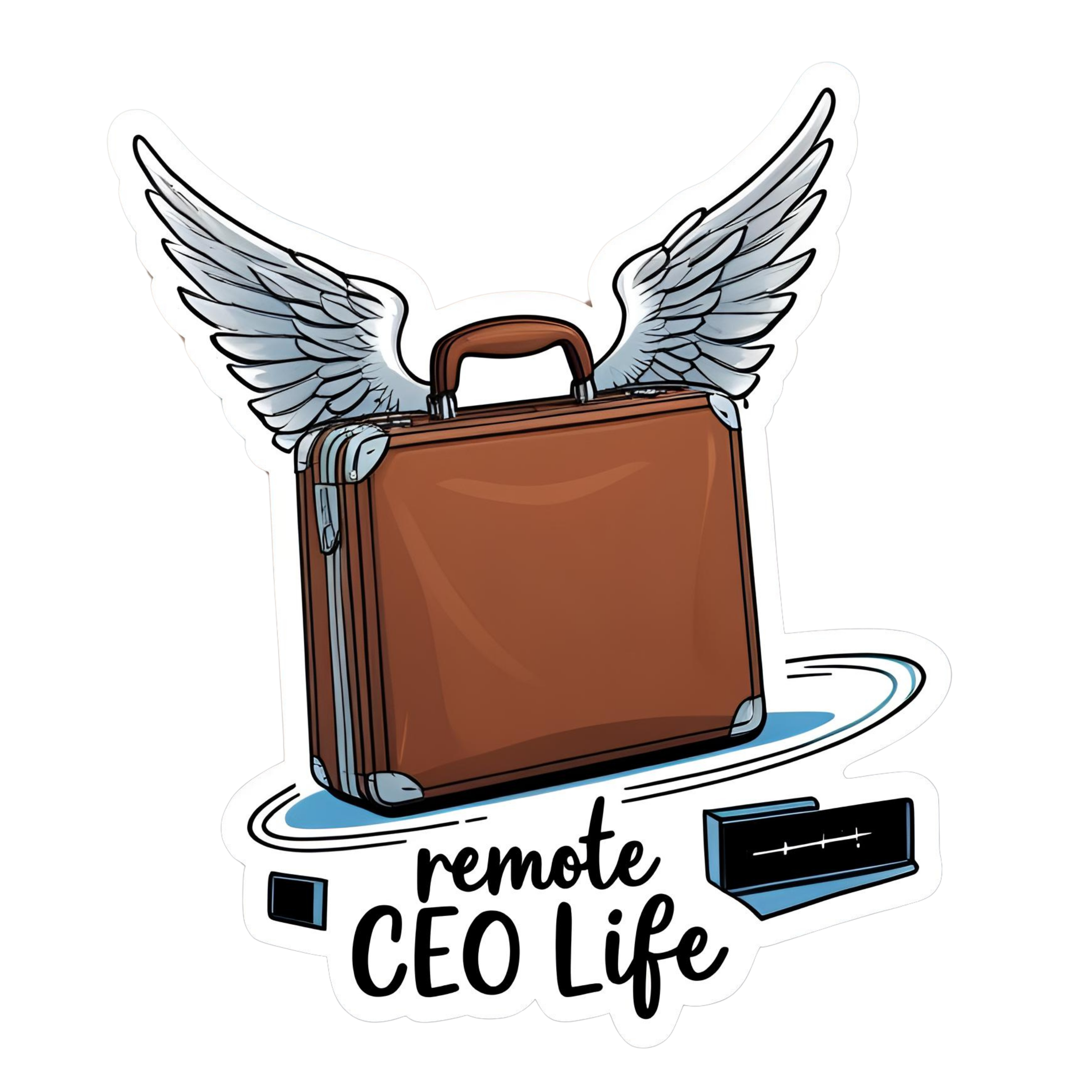 Remote CEO Life - Aesthetic Vinyl Sticker – Waterproof Quote Decal Sticker for Laptop, Water Bottle,