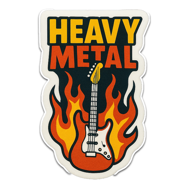 Burning Guitar Heavy Metal Sticker – Fiery Vinyl Decal for Hardcore Rock Lovers - Aesthetic Vinyl St