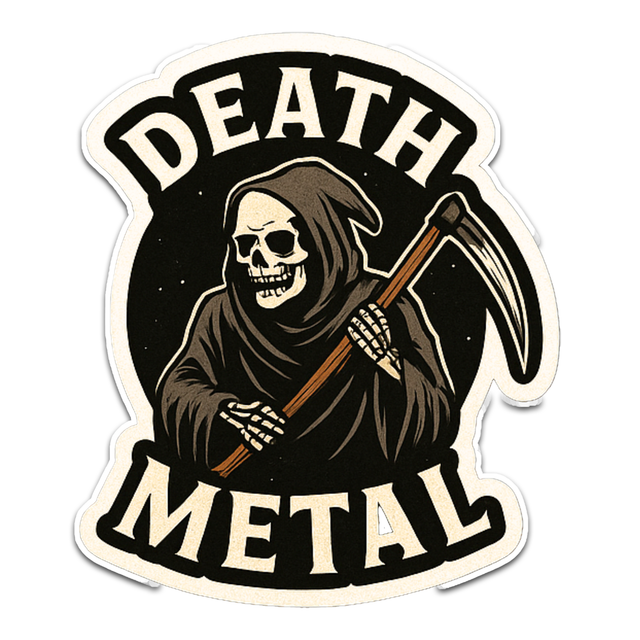 Death Metal - Aesthetic Vinyl Sticker – Waterproof Quote Decal Sticker for Laptop, Water Bottle, Car
