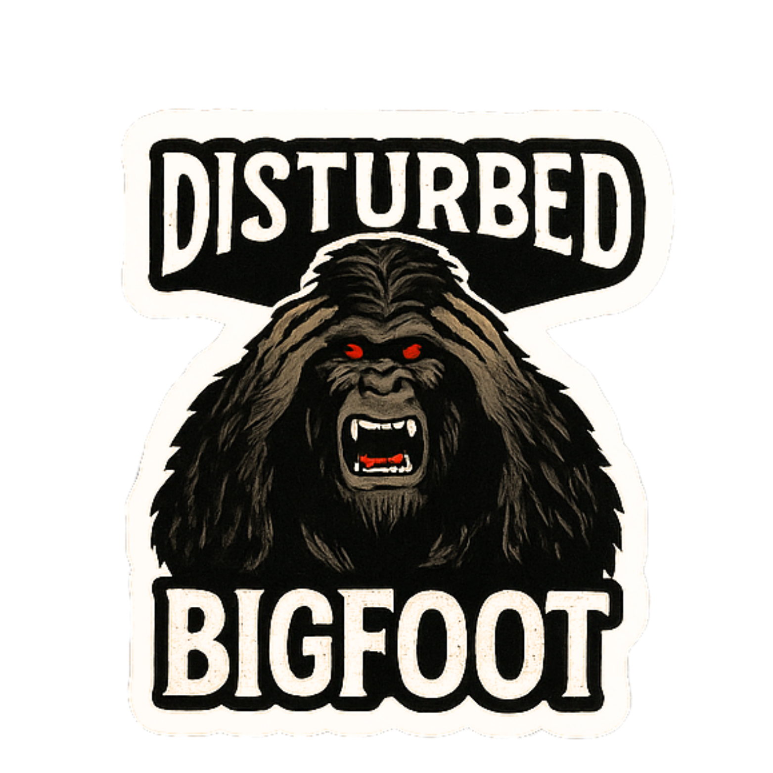 Disturbed Bigfoot - Aesthetic Vinyl Sticker – Waterproof Quote Decal Sticker for Laptop, Water Bottl