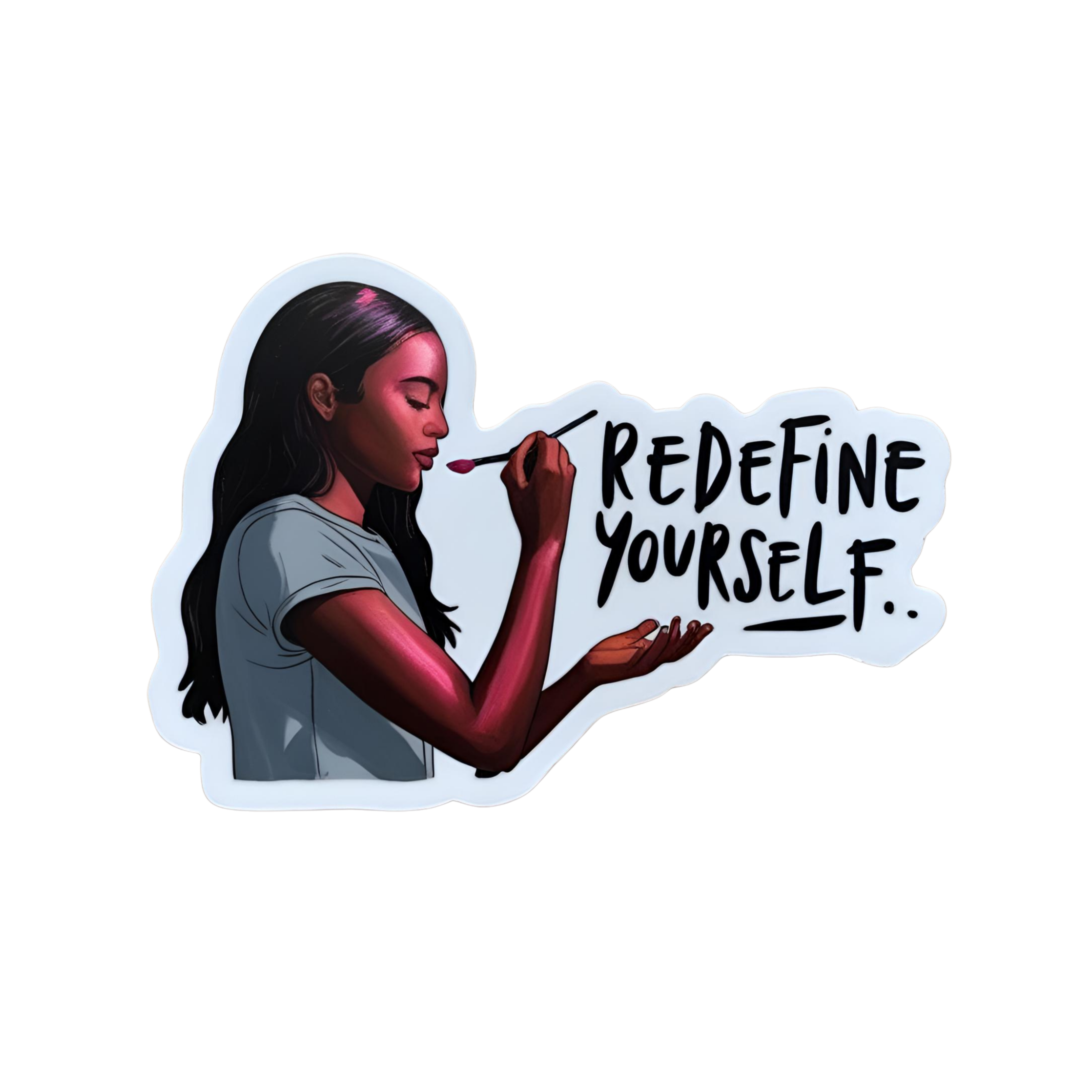 Redefine Yourself. - Aesthetic Vinyl Sticker – Waterproof Quote Decal Sticker for Laptop, Water Bott