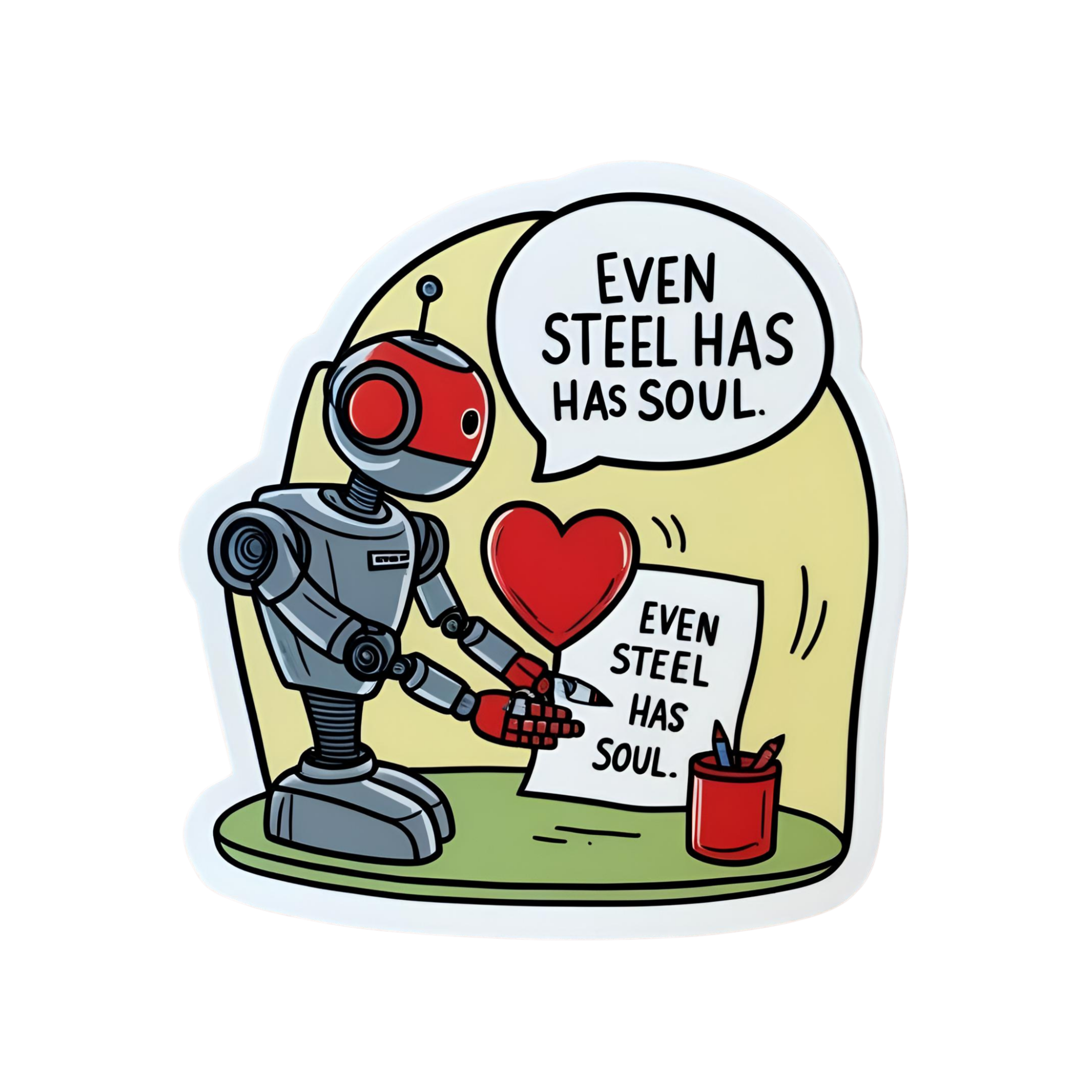 Even Steel Has Soul. - Aesthetic Vinyl Sticker – Waterproof Quote Decal Sticker for Laptop, Water Bo
