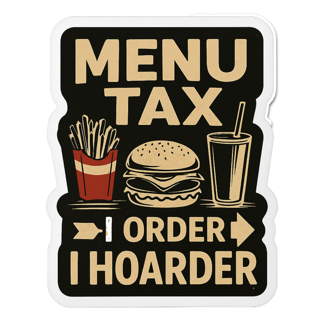Menu Tax I Order I Hoarder - Aesthetic Vinyl Sticker – Waterproof Quote Decal Sticker for Laptop, Wa